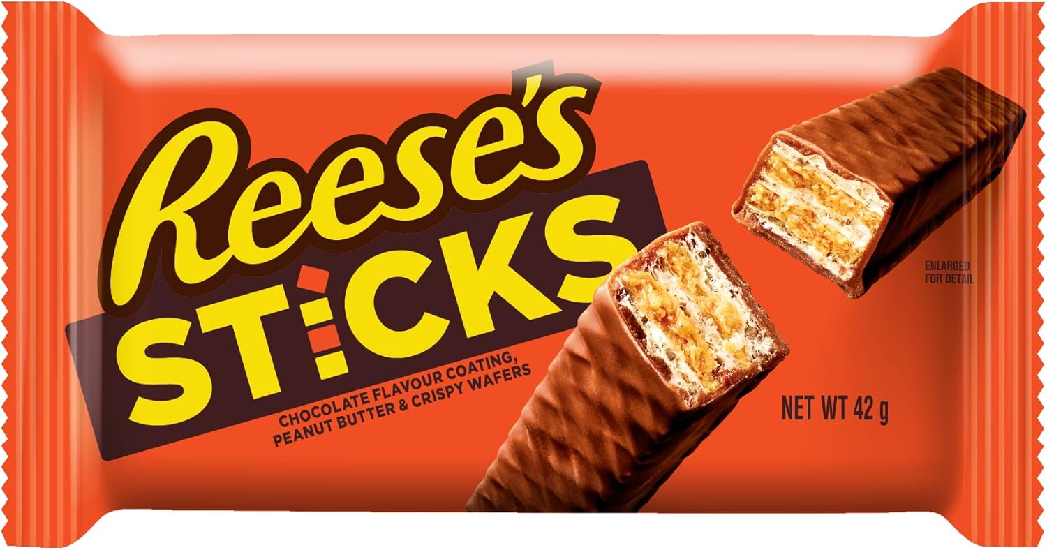Reese's - Erdnussbutter-Sticks, 20er-Packung (je 42 g) - Mit Schokolade überzogene Waffel-Snacks