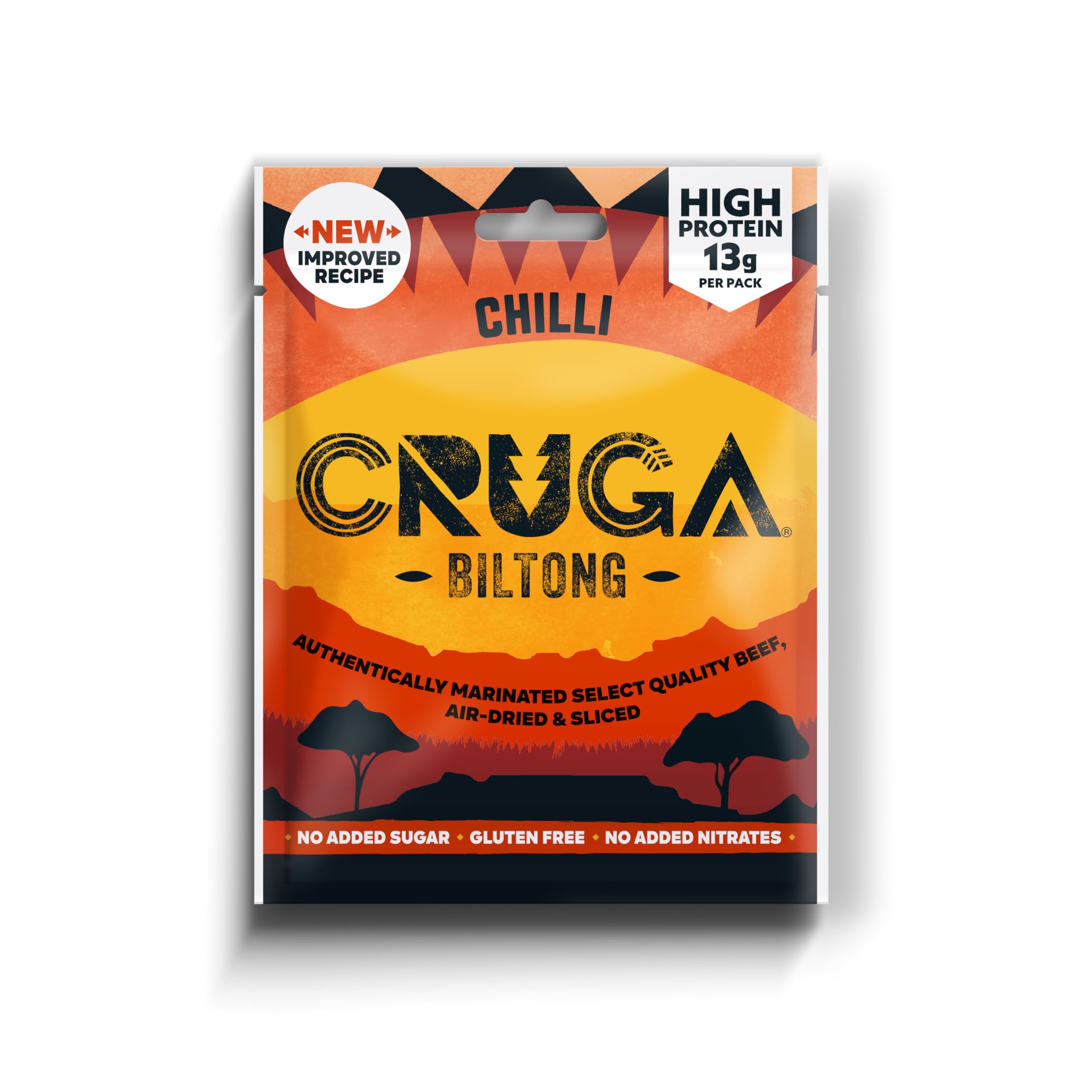 Cruga - Biltong Beef Jerky Multipack with Original & Chilli Flavours (12 x)