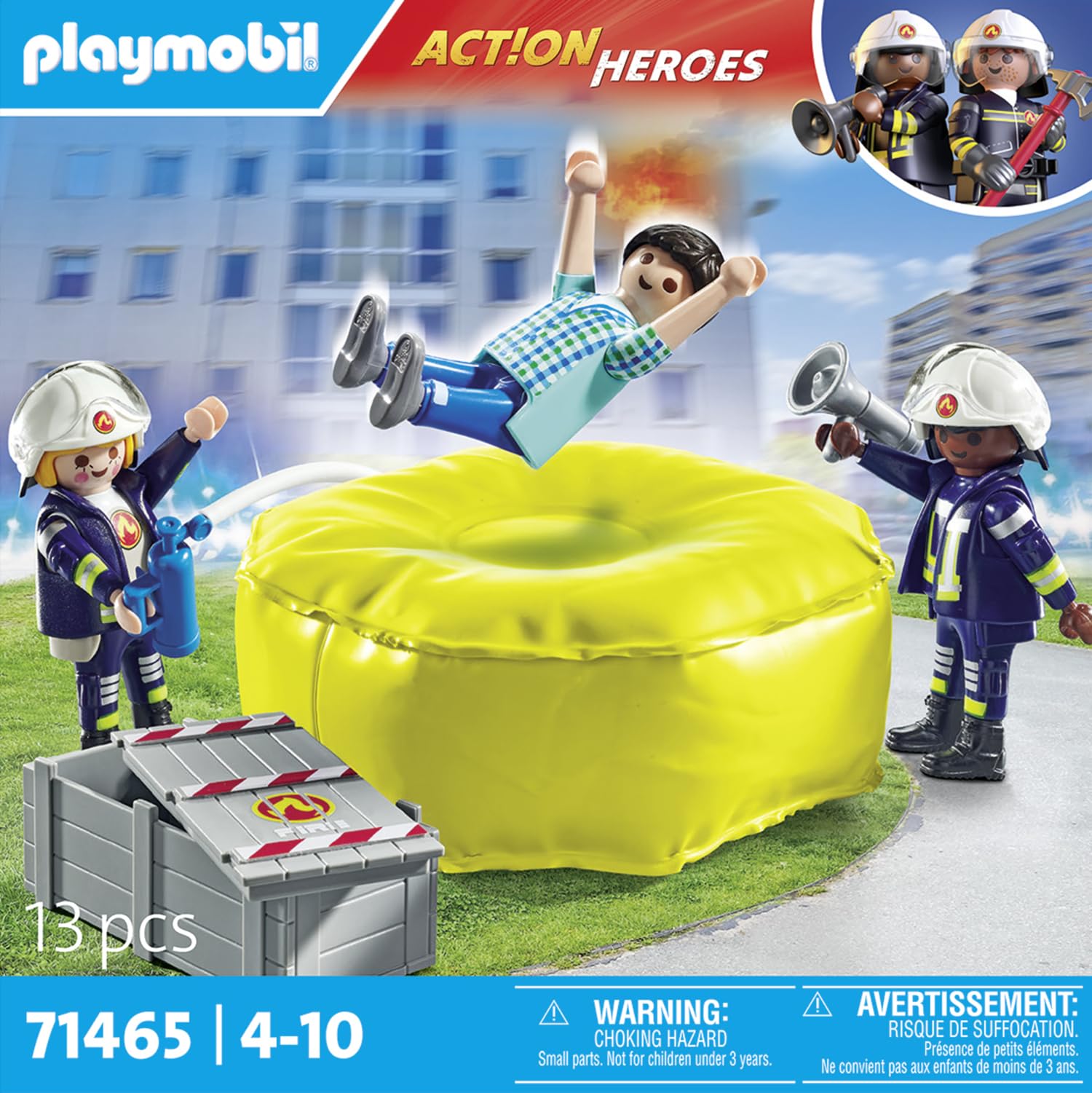 Playmobil 71465 Action Heroes: Firefighters with Air Pillow - Rescue Playset for Kids 4+ 3