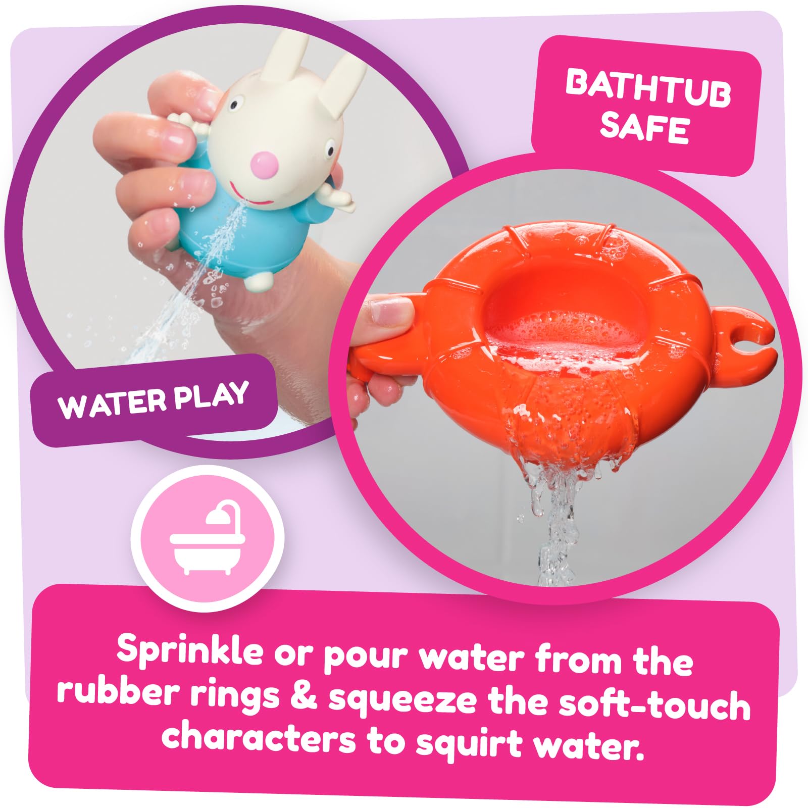 TOMY Toomies Peppa’s Pool Party - 5 Floating Ring Cups with Squirting Characters 6