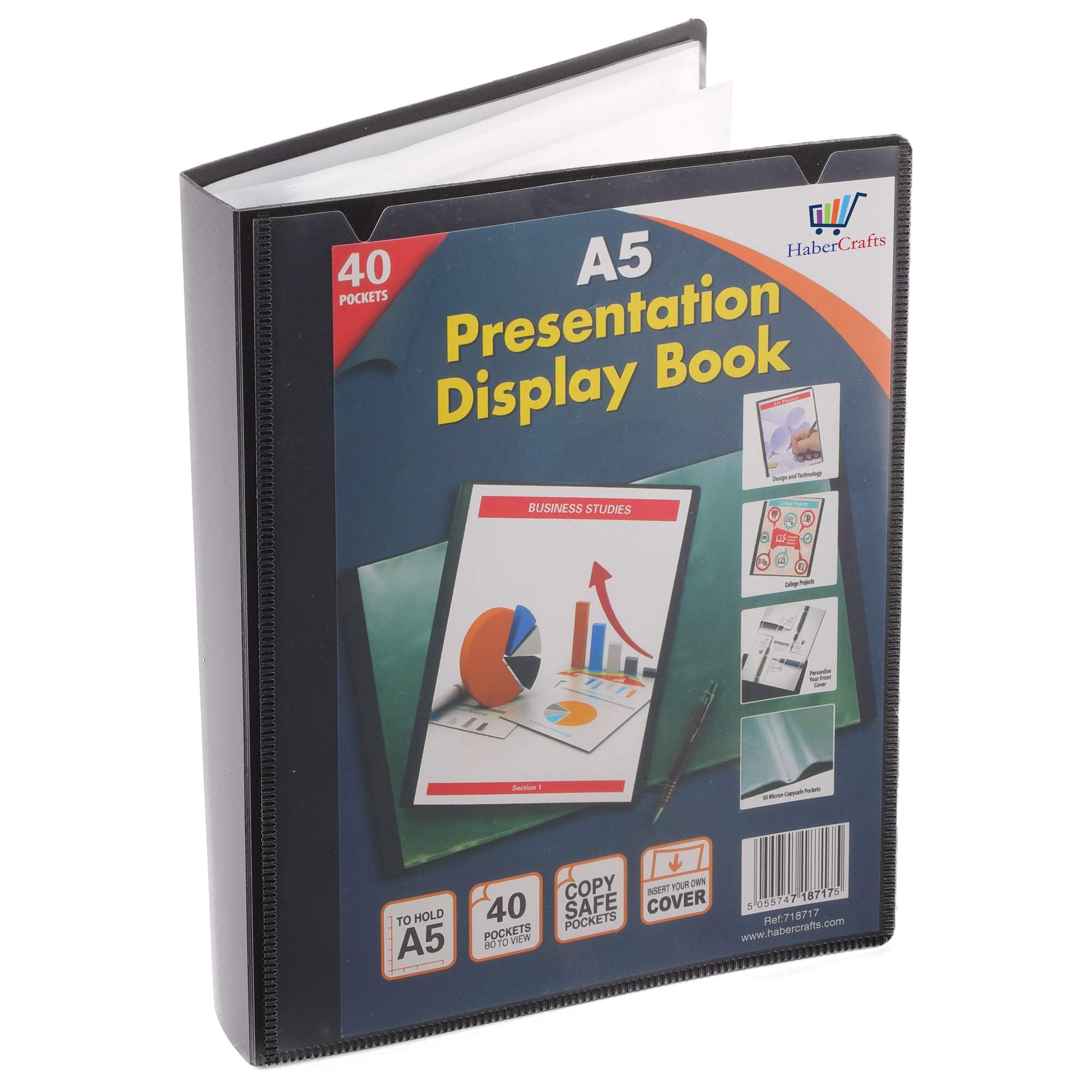 A5 40 Pocket Display Book Presentation Folder Portfolio (80 Views) Project Book Certificate Folder Plastic Wallets (1 Book) 1