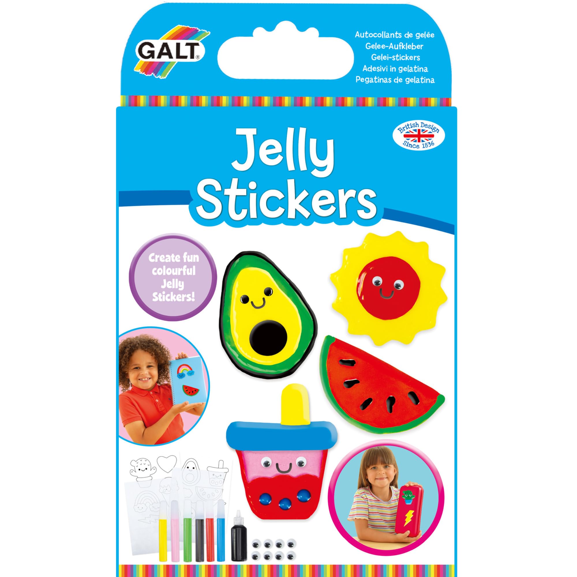 Galt Jelly Stickers Craft Kit - Kids Make Their Own Colourful Stickers with Googly Eyes 3