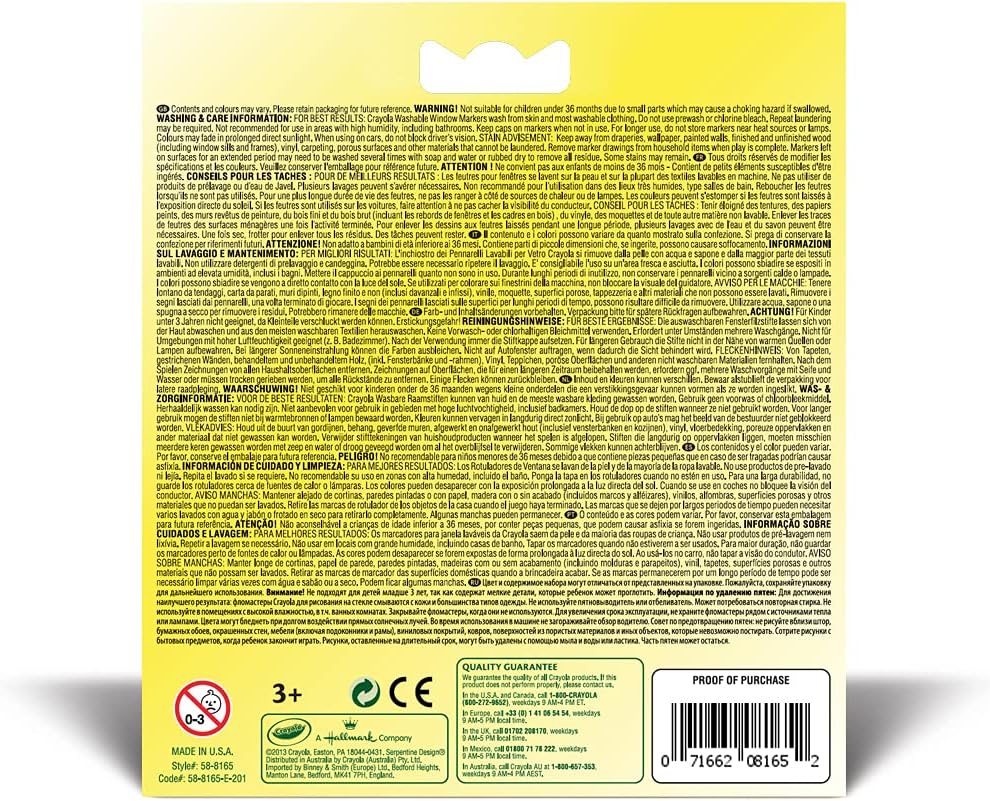 Crayola 58-8165 Window Markers - 8 Count Washable Window Art Set 6