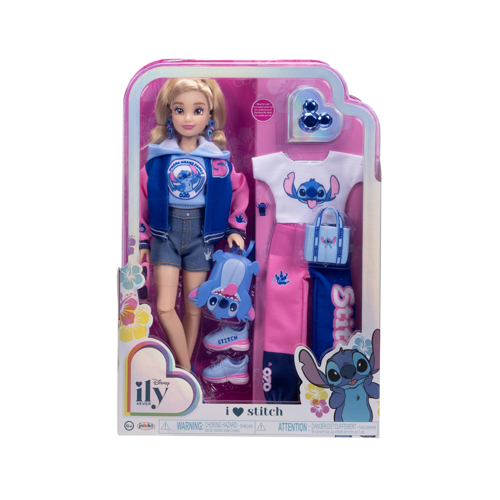 Disney ily 4EVER Stitch Fashion Doll with Varsity Jacket - 11.5" Tall, Poseable with Mickey Ring 3