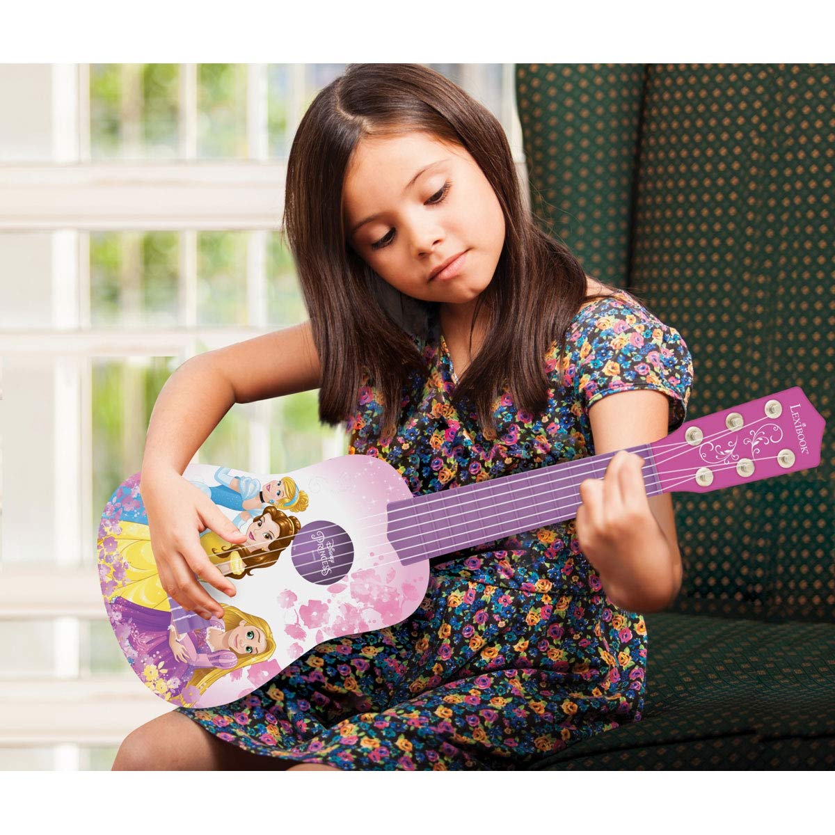 Lexibook Disney Princess Rapunzel My First Guitar 6 Nylon Strings 53 cm with Learning Guide Pink Purple K200DP 5