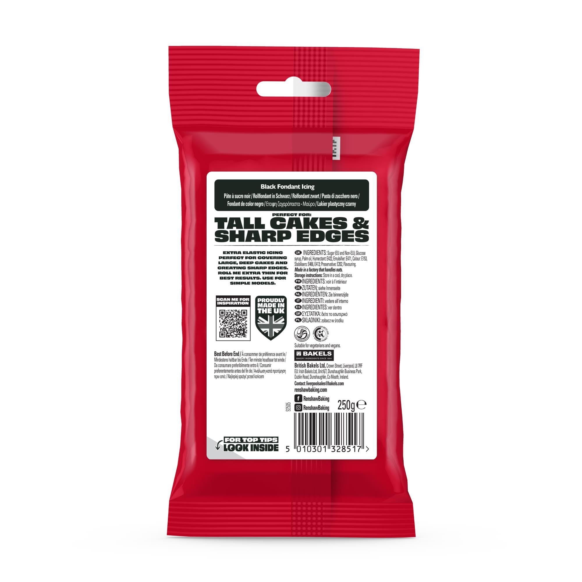 Renshaw Black Extra Stretch Smooth & Thin Fondant Icing, 250g - Ready to Roll Cake Decorating Icing 5