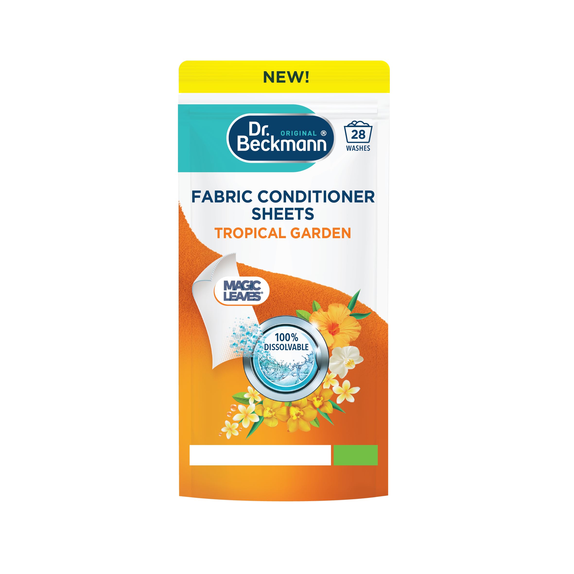 Dr. Beckmann Fabric Conditioner Sheets Tropical Garden Scent | 14 Count | Ultra-Light & Compact 1