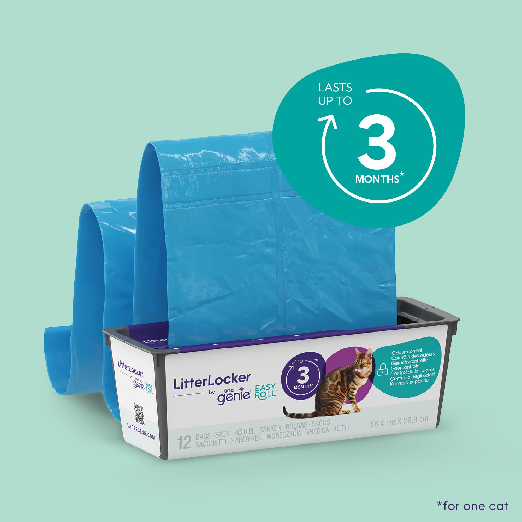 Litter Genie LitterLocker EasyRoll Refill Cassette - 3 Month Supply | Maximum Odor Control