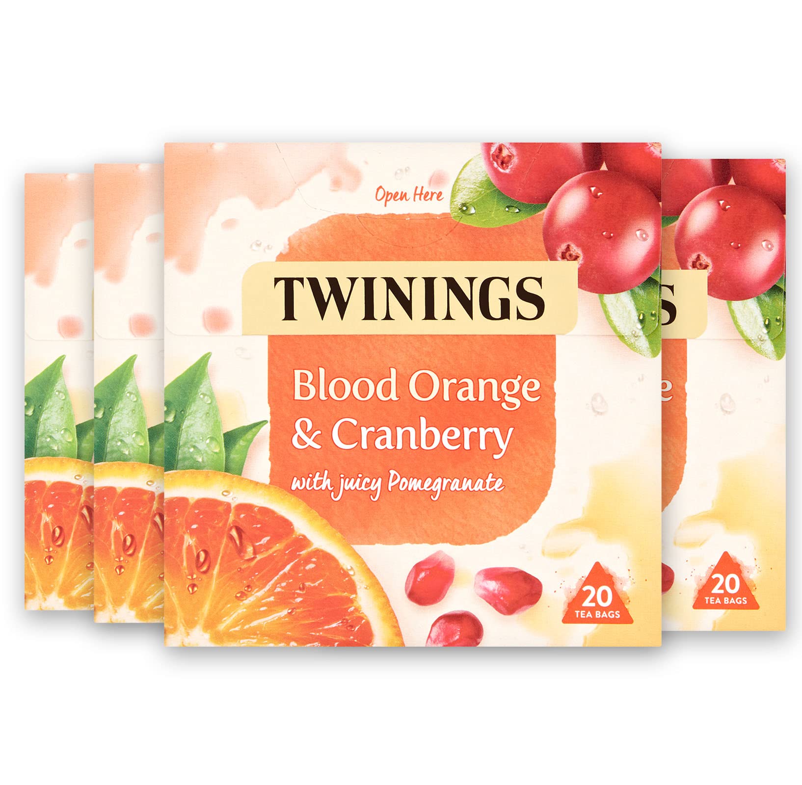 Twinings Blood Orange Cranberry Pomegranate Fruit Tea 80 Tea Bags Caffeine Free