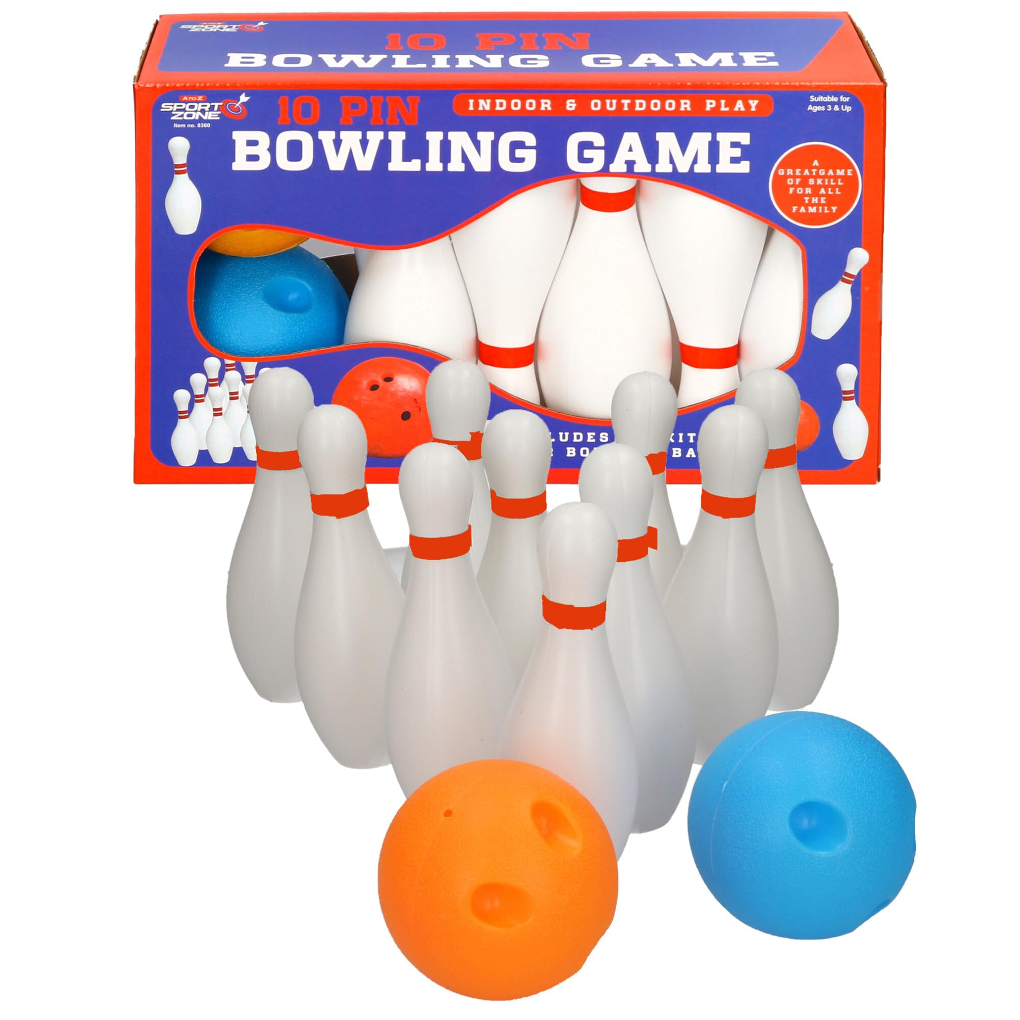 Atoz 8360 Bowling Game Set - Includes 10 Pins & 2 Balls | Plastic | Ages 3+ 1