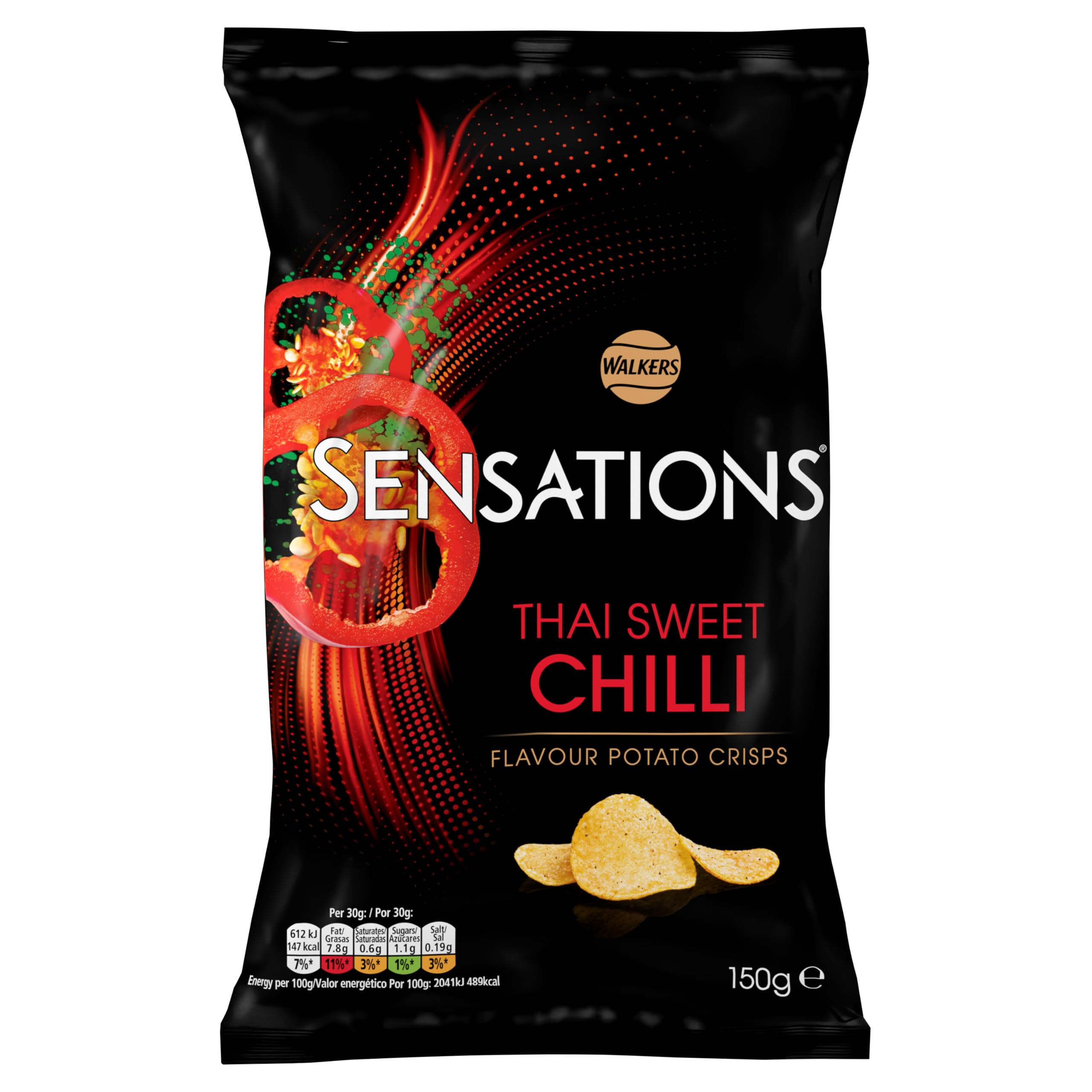 Sensations Thai Sweet Chilli Flavour Crisps Sharing Bag 150g