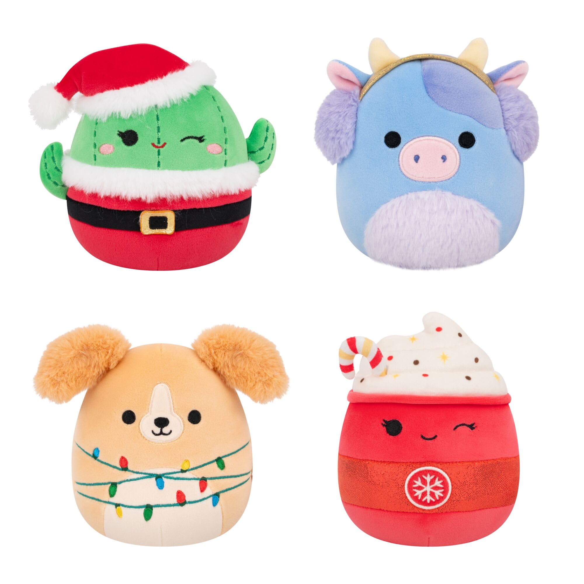 Squishmallows 4-Pack Christmas Holiday Plush Set - Maritza, Stevon, Clayton, Tinsley