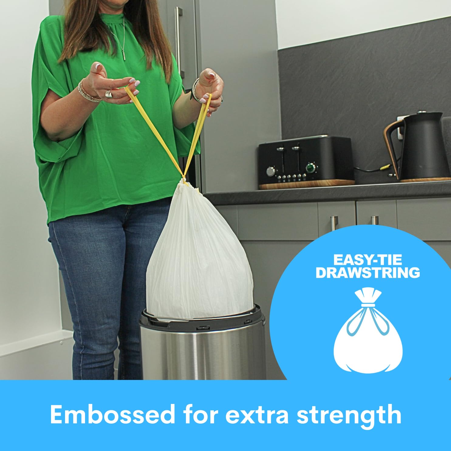 EcoBag Ultimate Embossed Vanilla Scented Drawstring Kitchen Bin Liners 50L - 15 Pack 4