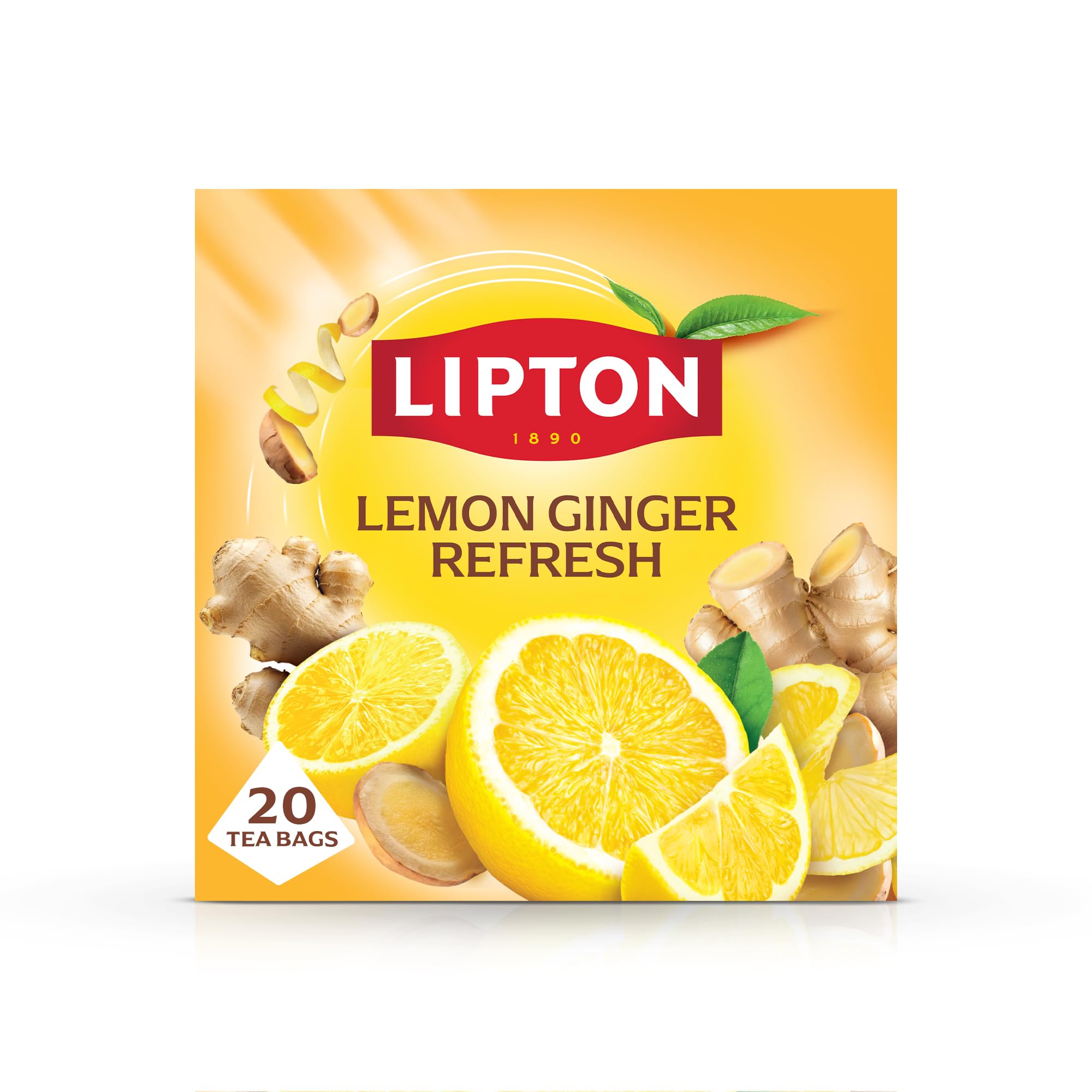 Lipton Lemon Ginger Refresh Fruit Infusion Herbal Tea Bags - 20 Count, Caffeine Free 1