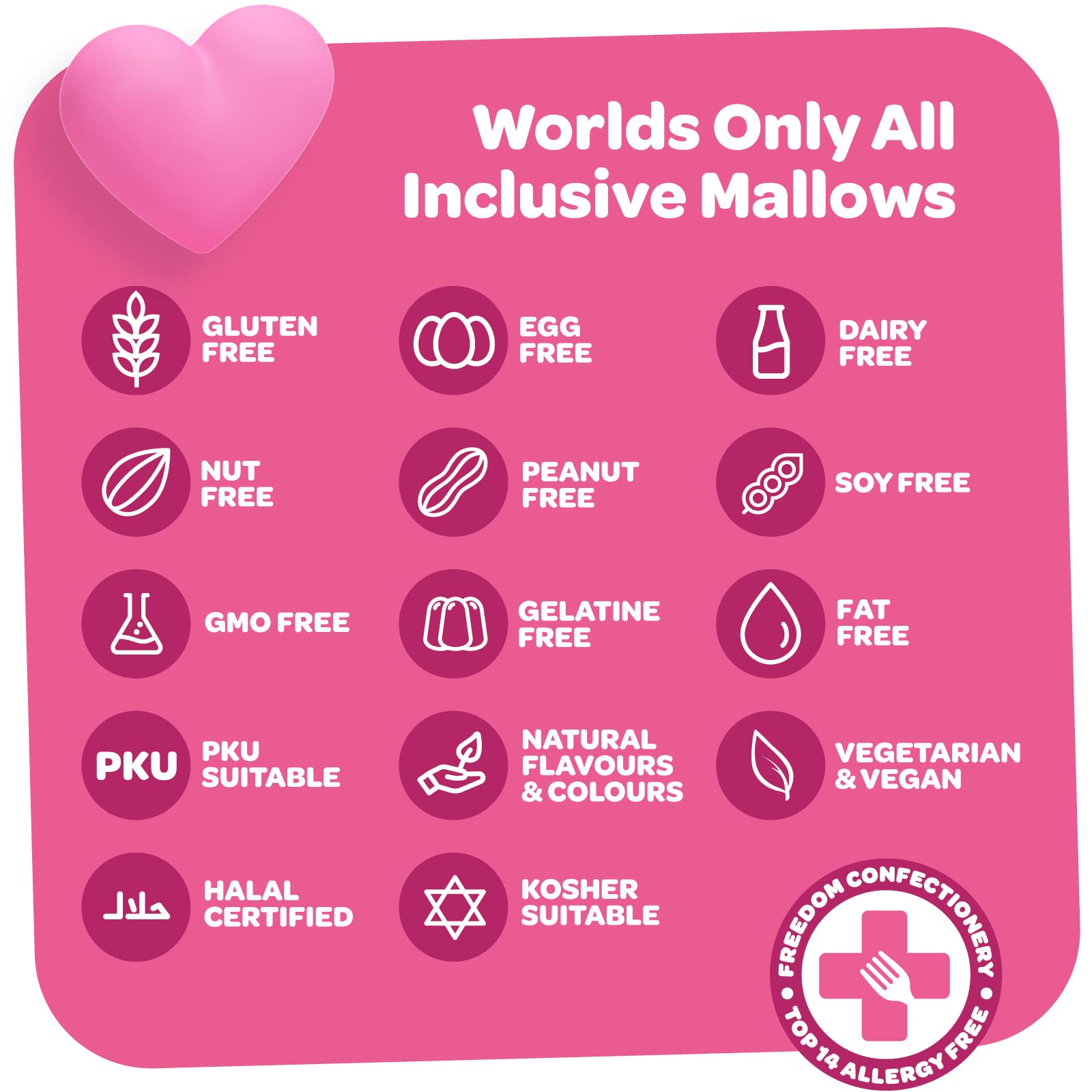 Freedom Confectionery Vegantic Pink & White Vanilla BBQ Mallows 105g Bag 7