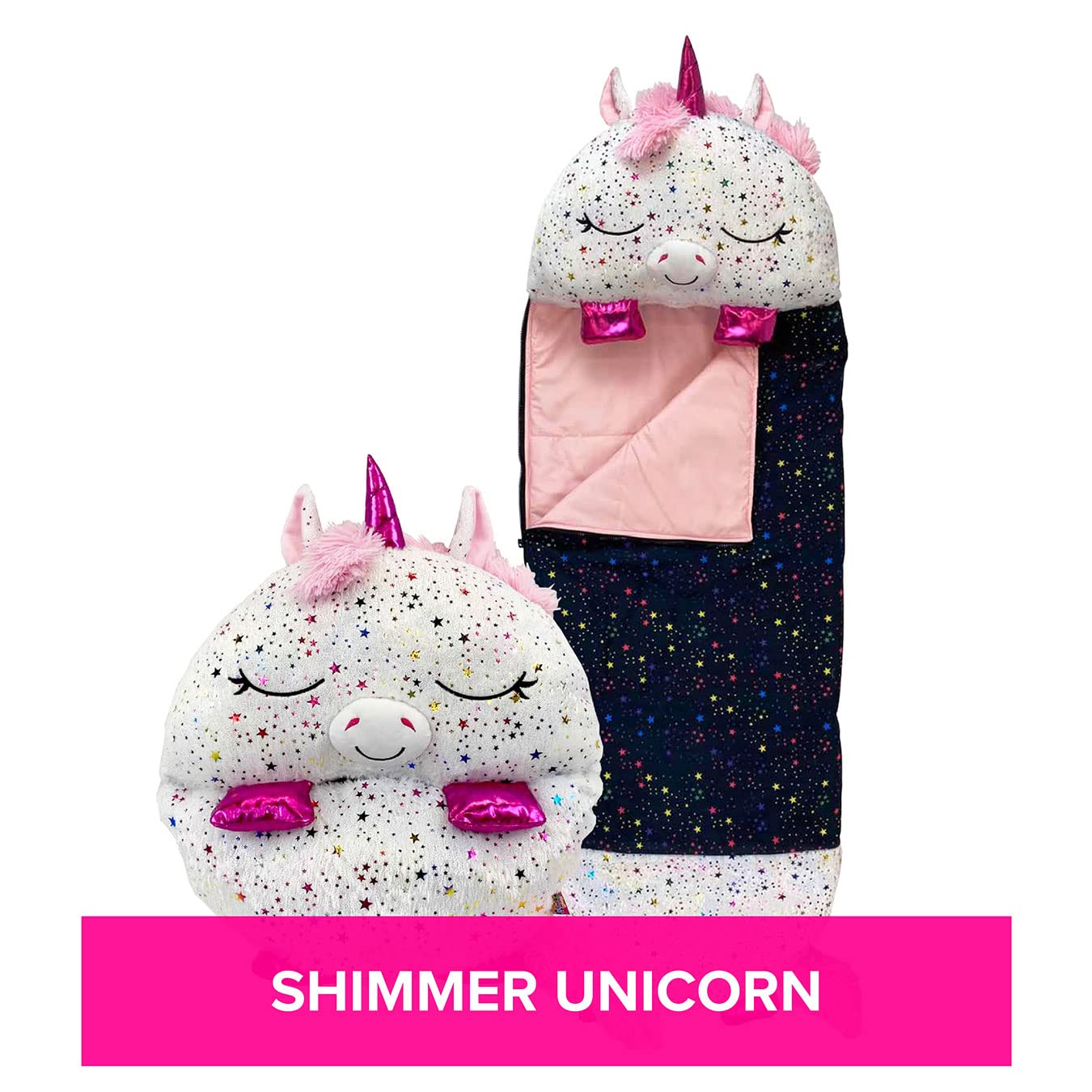 Happy Nappers Kids Sleeping Bag - Shimmer Unicorn - Plush Toy & Comfy Sleep Bag 5