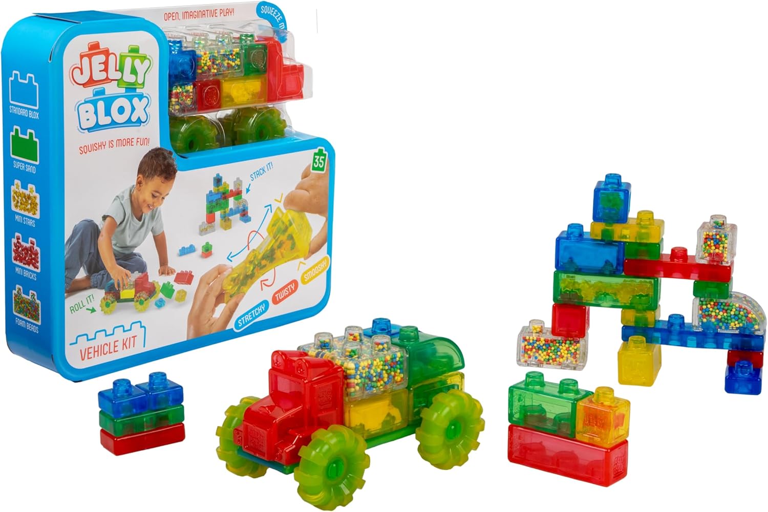 Jelly Blox Vehicle Kit - Squishy Building Set for Toddlers 2+