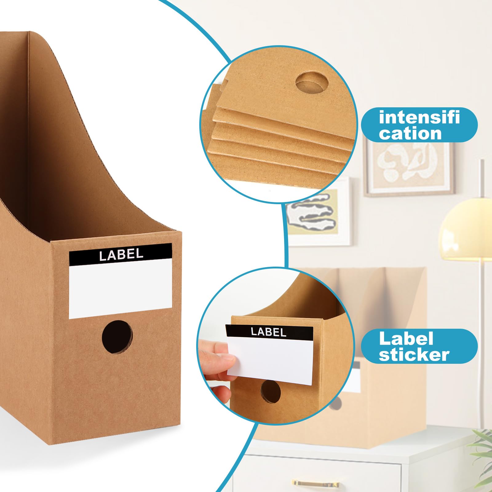 ASelected 10 Pcs Magazine File Holders - Premium Cardboard, Cowhide Color | 26x27x9cm 5