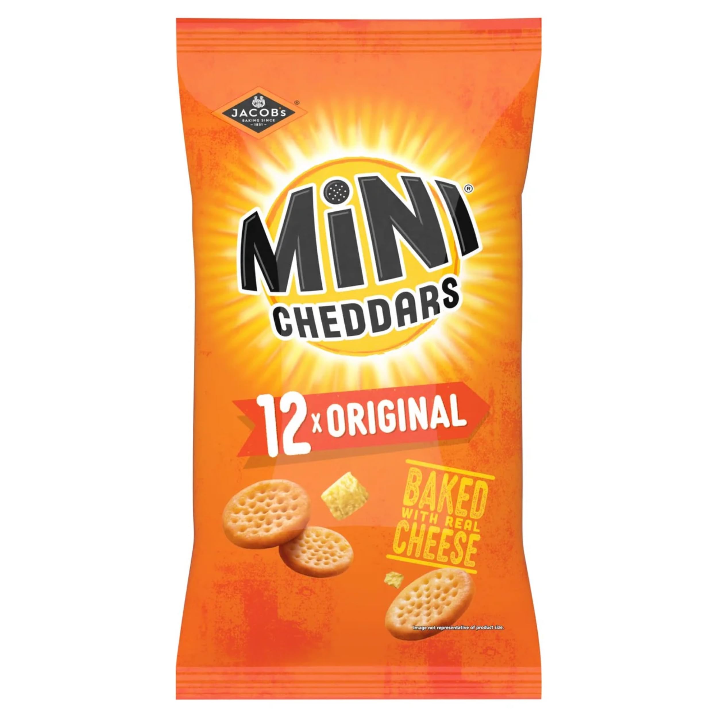 Jacob's Mini Cheddars Original Crisp Multipack, Baked with Real Cheese, 12 Pack