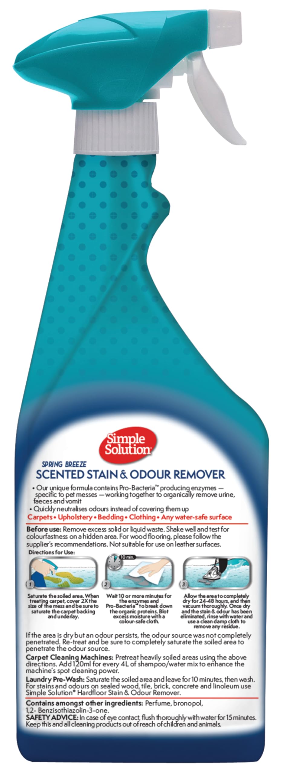 Simple Solution Pet Stain and Odour Remover - Enzymatic Cleaner, 750 ml, Spring Breeze