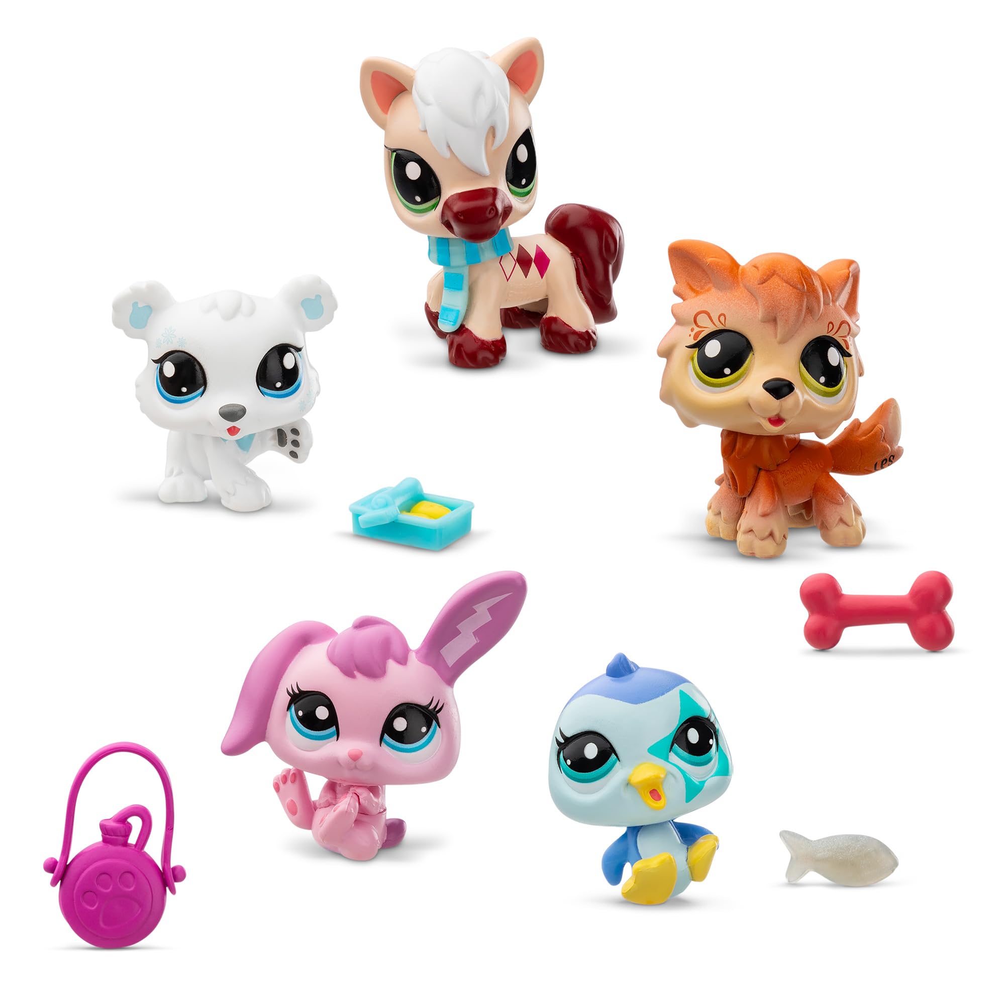 Littlest Pet Shop Bandai Series 2 Winter Besties 5-Pack - Collectible Bobble Head Pets for Kids 5