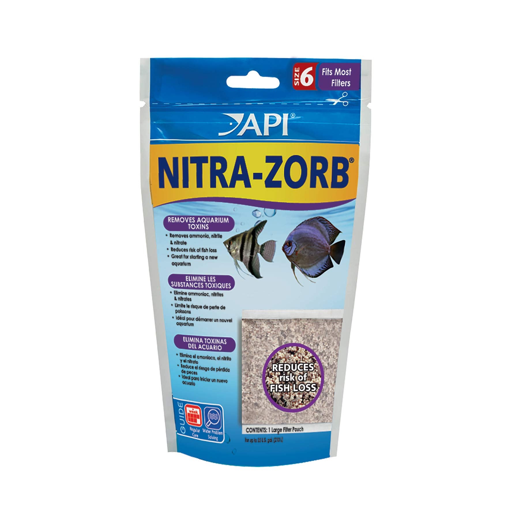 API Nitra-Zorb Pouch - Removes Ammonia, Nitrite, Nitrate | Size 6 Canister Filter Media