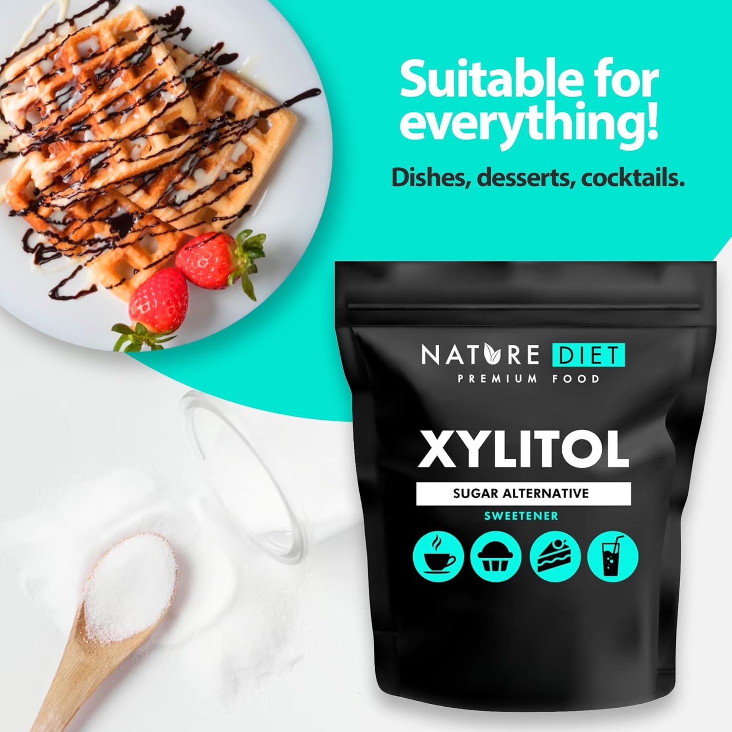 Nature Diet - Xylitol 1 kg | 100 % natürlicher Süßstoff auf Pflanzenbasis | Zuckerersatz mit niedrigem glykämischen Index 3