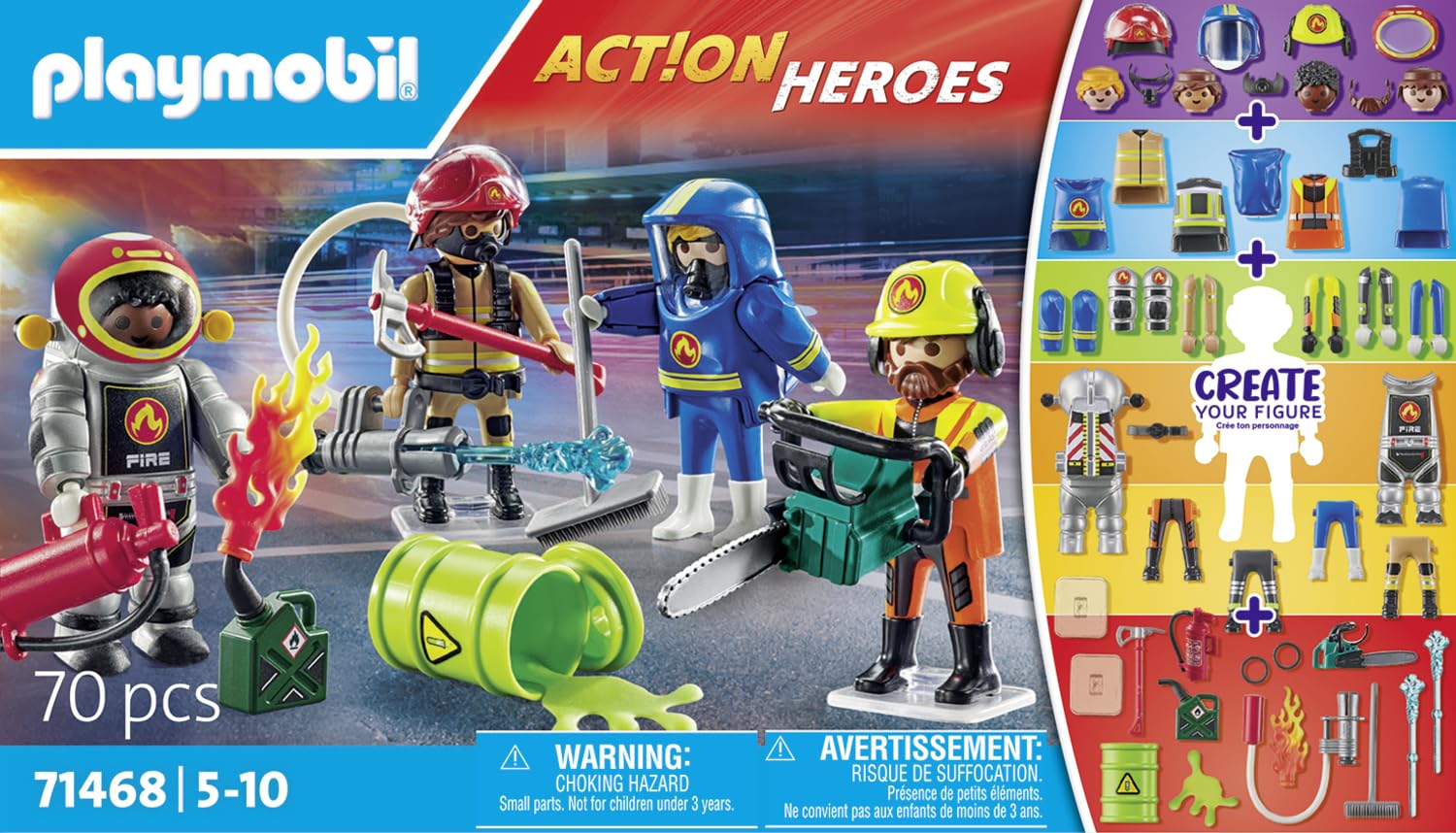 Playmobil 71468 My Figures: Fire Rescue Playset - Personalized Action Figures with Detachable Accessories for Kids 5+ 4