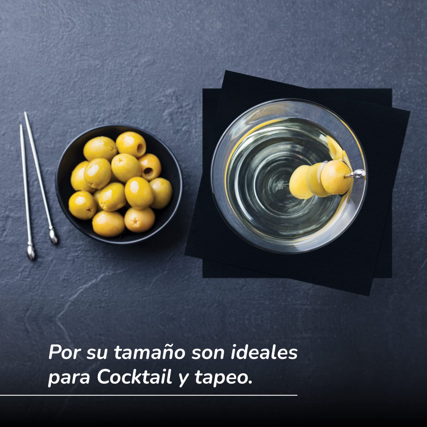 Hostelnovo Schwarze Micro-Quil-Papierservietten – Packung mit 600 Einweg-Cocktailservietten 6