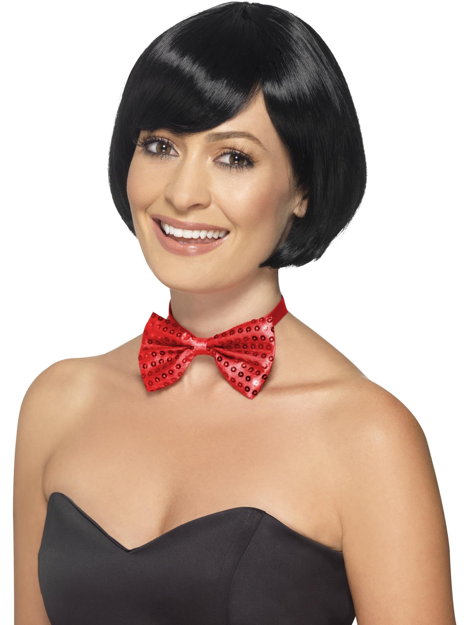 Smiffys Sequin Bow Tie Red - Fancy Dress Party Carnival Comedy Accessory