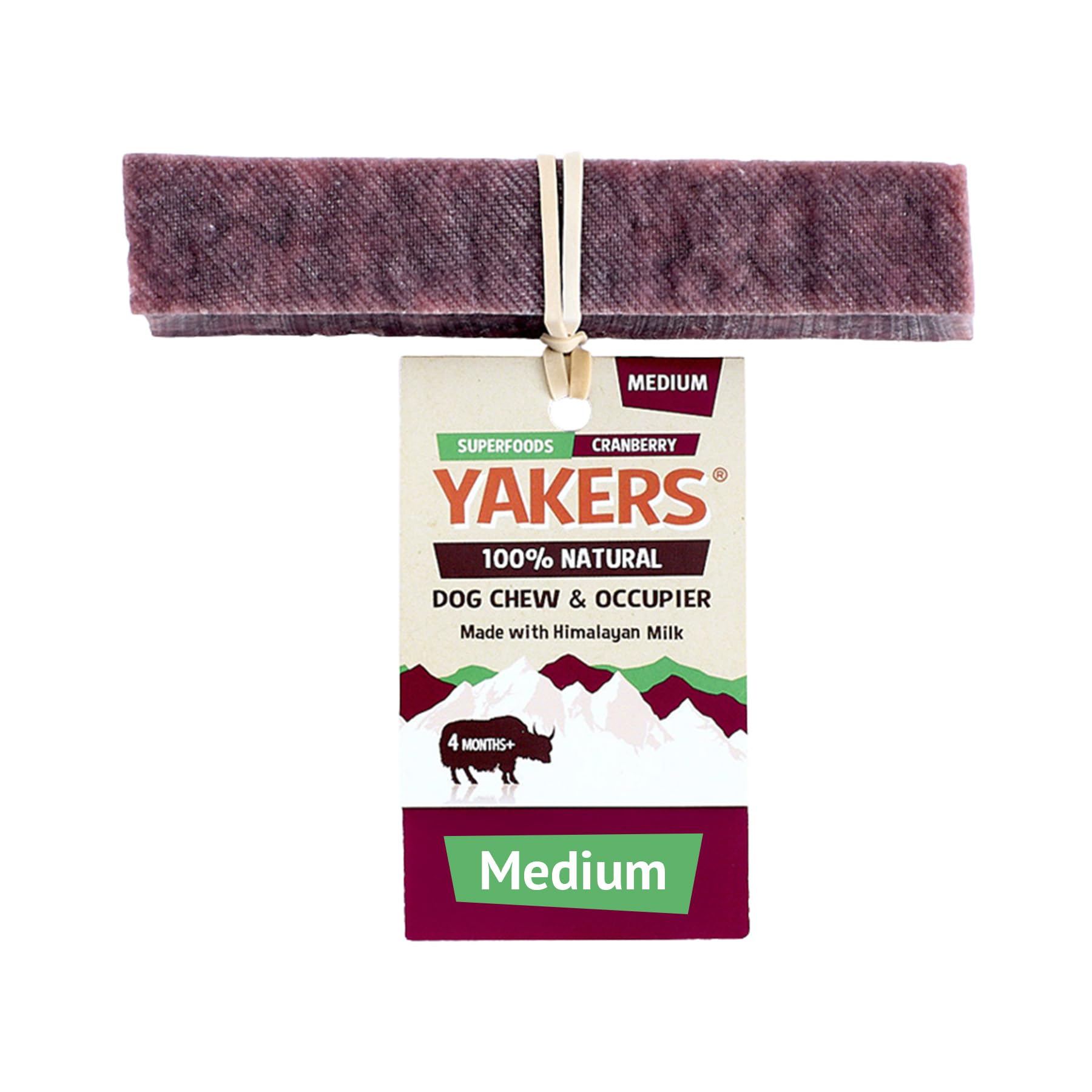 Yakers Cranberry Dog Chew for Medium Breeds | Protein & Calcium Rich | Dental Health Support