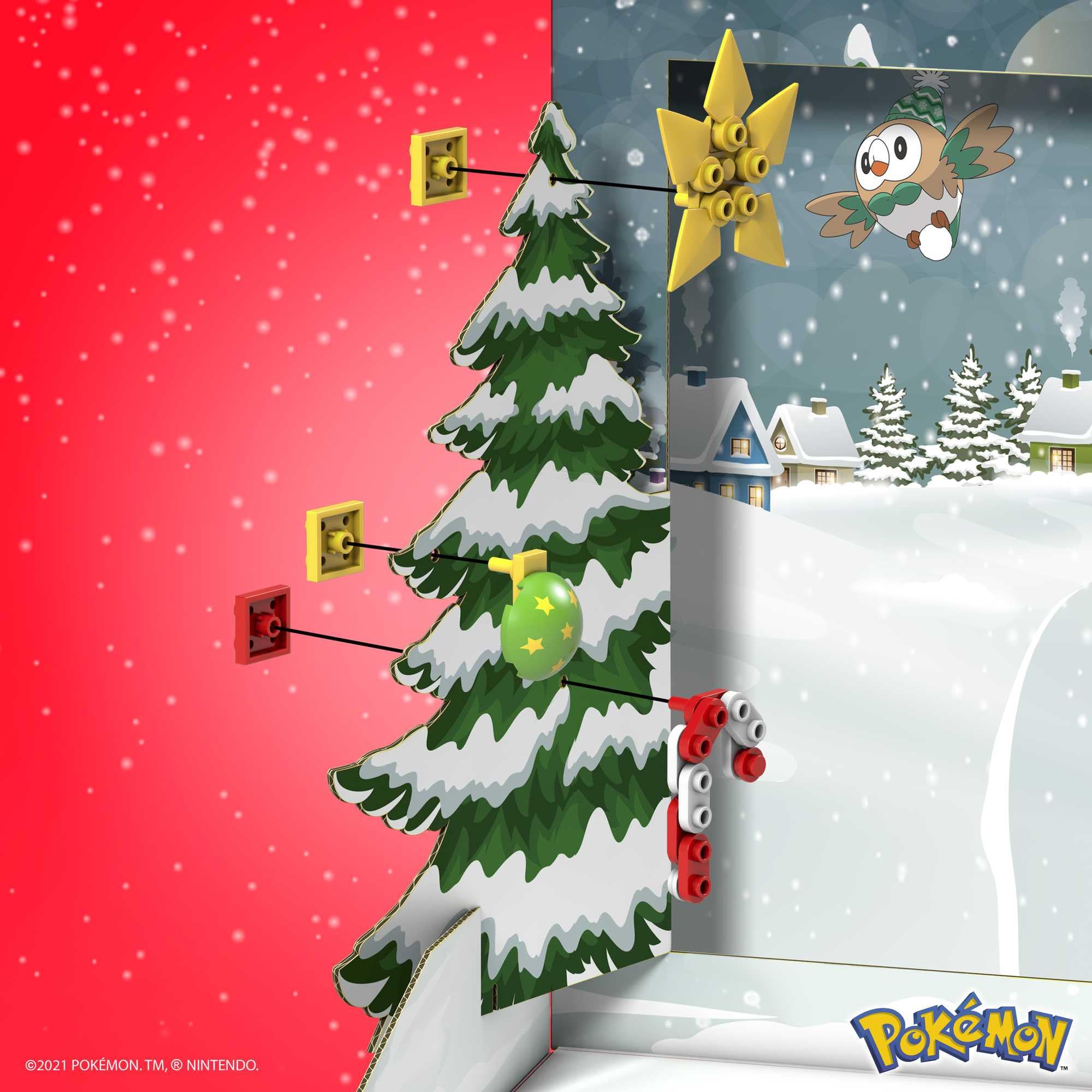 MEGA Pokémon Building Toys Set - 24-Day Holiday Calendar with 202 Pieces, Pikachu & Piplup Figures 4