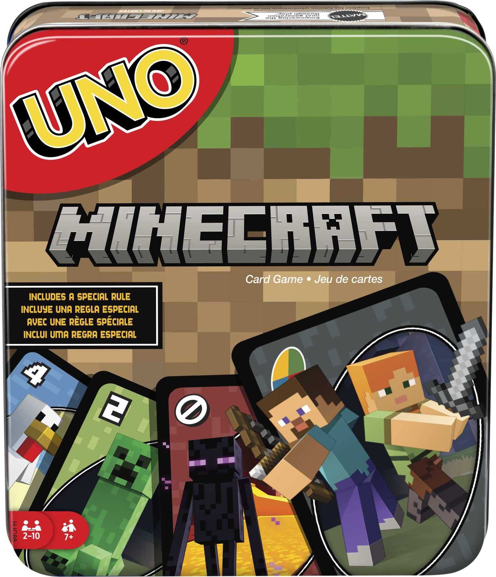 Mattel Games UNO Minecraft Card Game | 2-10 Players | Ages 7+ | Multicolor