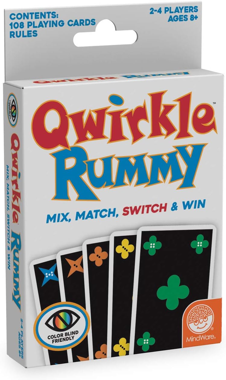 MindWare Qwirkle Rummy Card Game - Color-Blind Friendly, Ages 8+