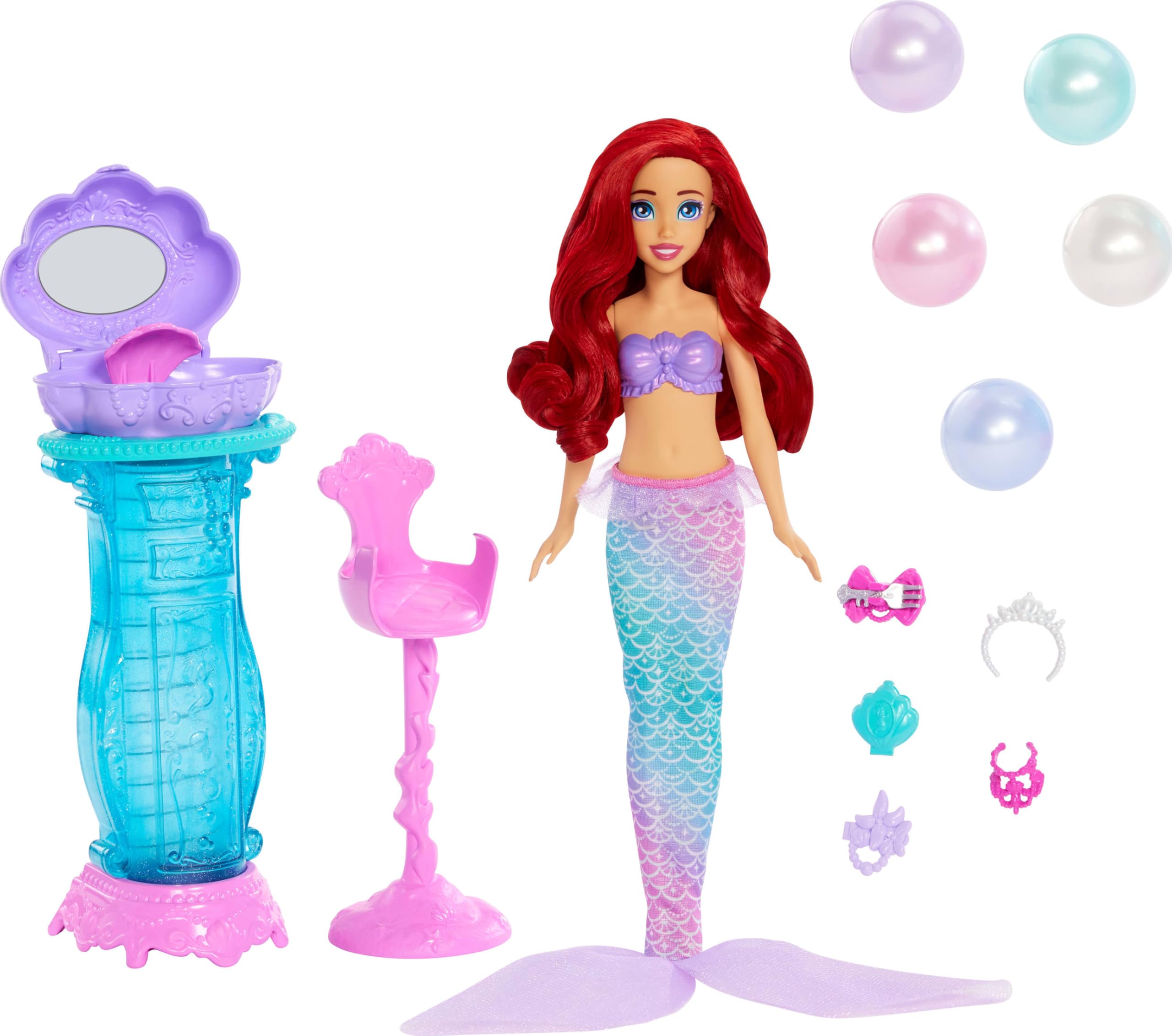 Mattel Disney Princess Ariel Vanity Pop Mermaid Fashion Doll Playset - Ages 3+ 4