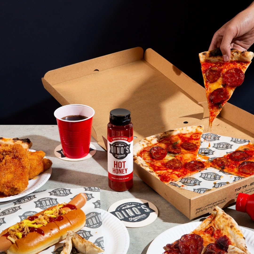 Dino's Famous Hot Honey Habanero Infused Sauce - Sweet & Spicy Drizzle, 350g 6