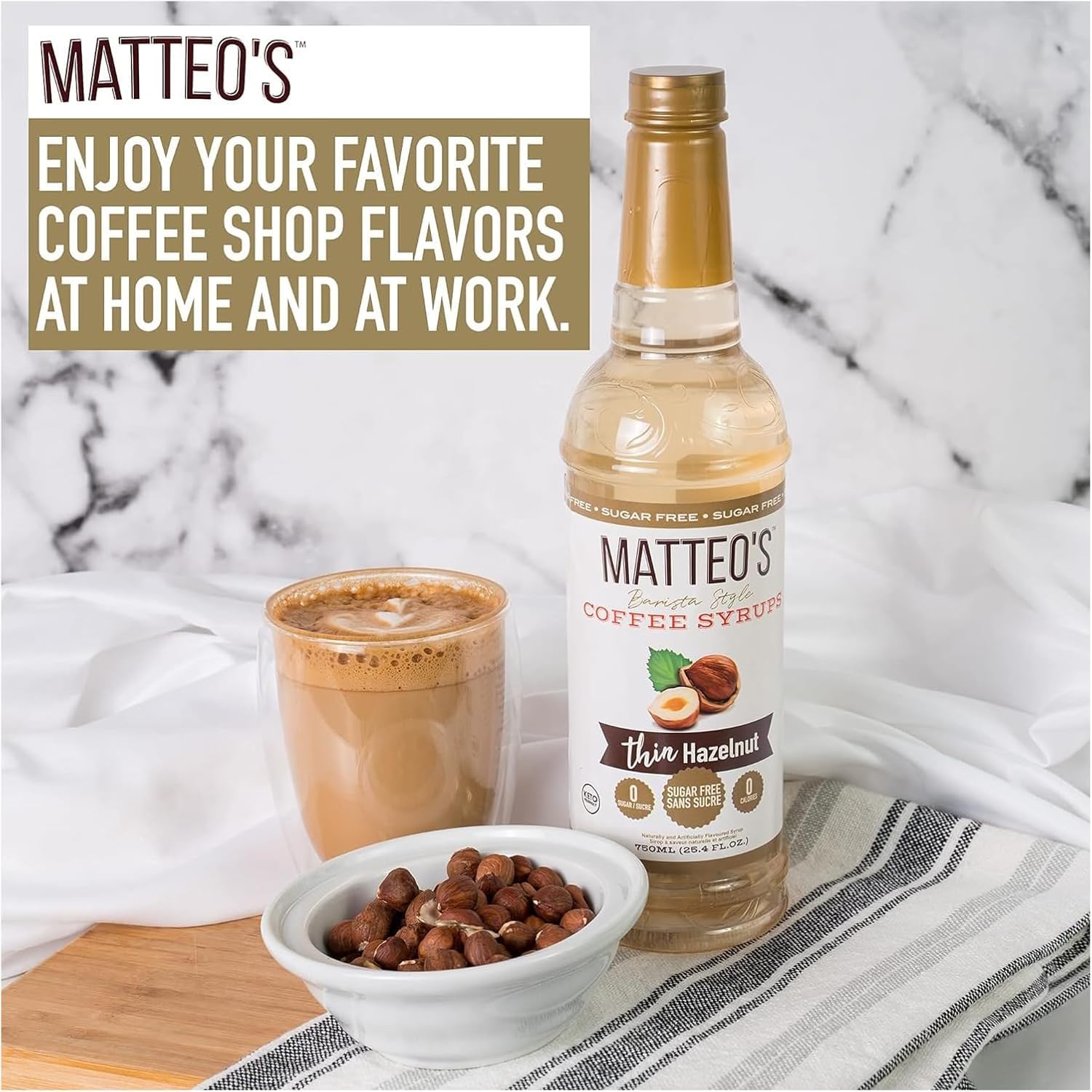 Matteo's Sugar Free Coffee Flavoring Syrup, Hazelnut, 0 Calorie, Keto Friendly, 25.4 Oz 4