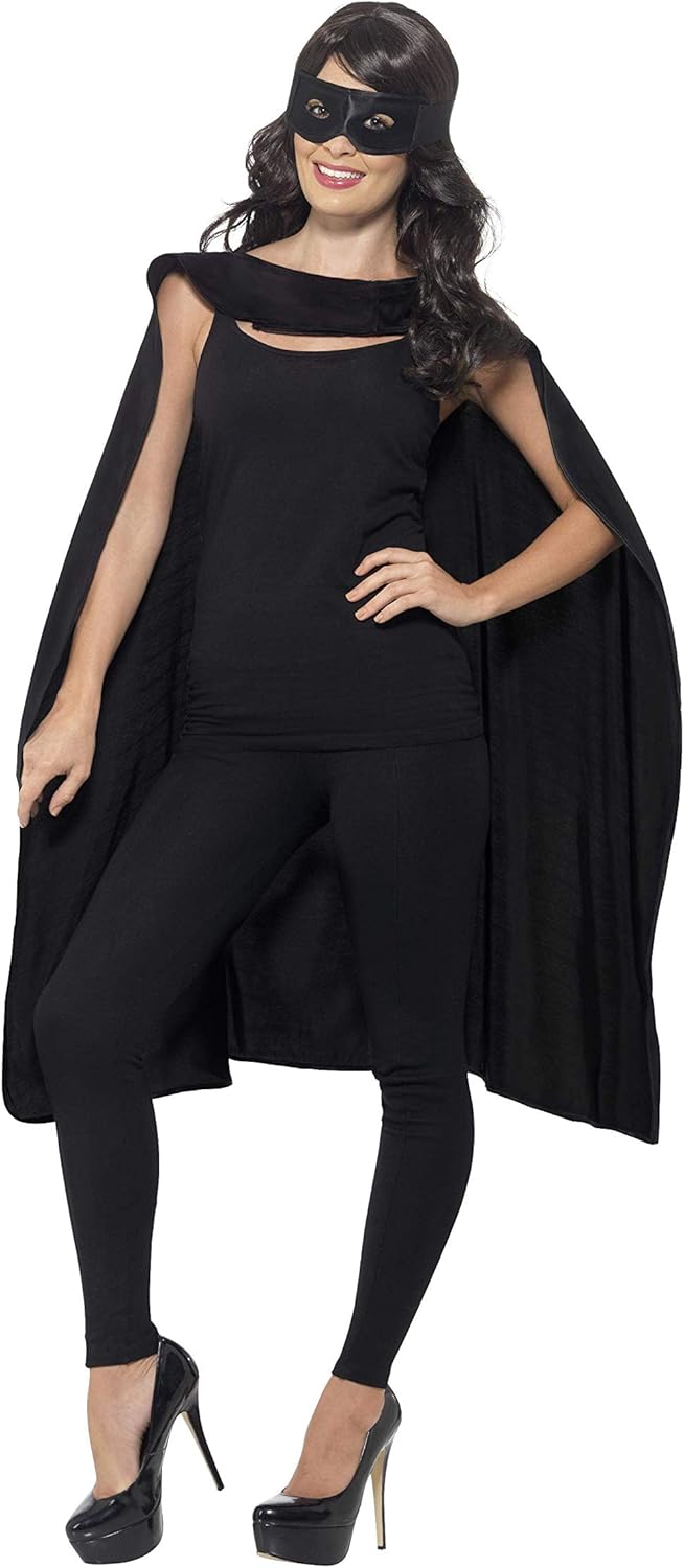 Smiffys Superhero Accessory Kit - Cape and Eyemask in Black