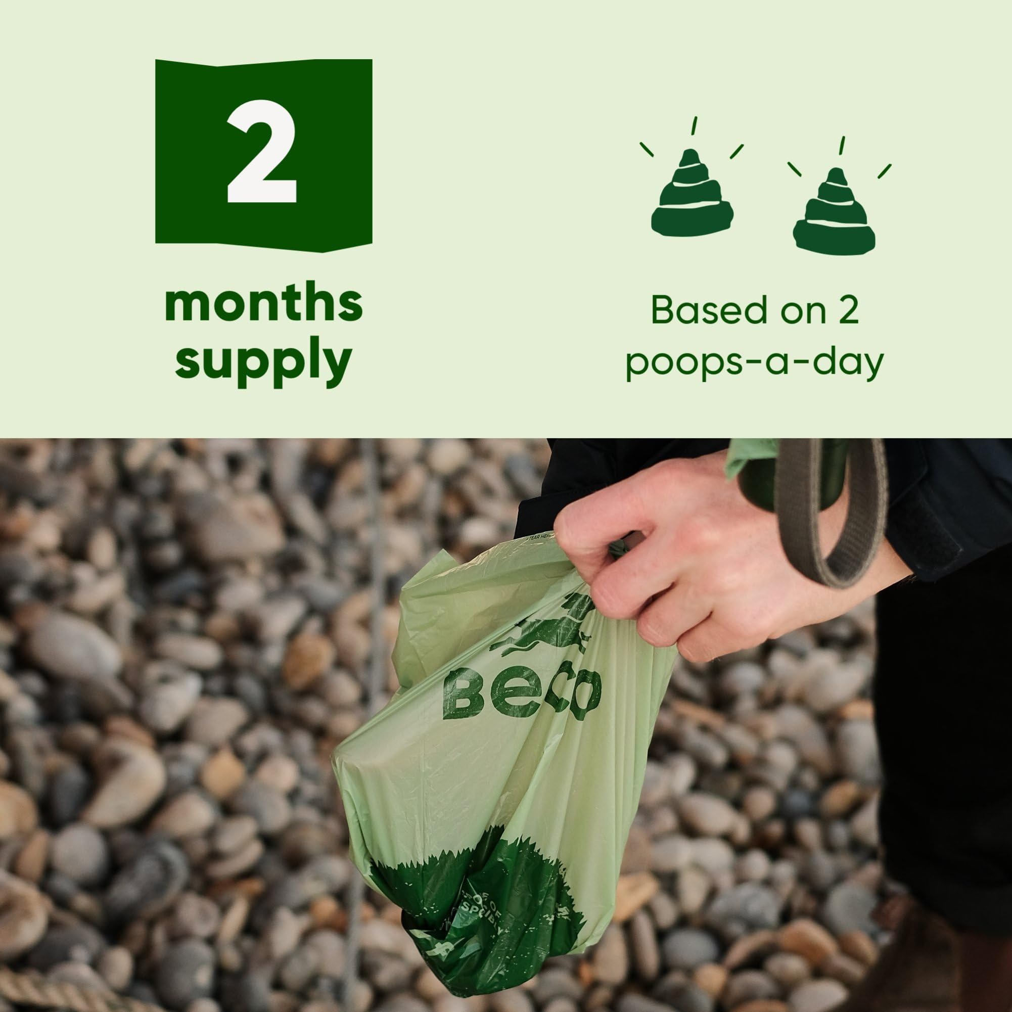 Beco Strong & Large Poop Bags - 120 Bags (8 Rolls of 15) - Unscented Dog Poo Bags 8