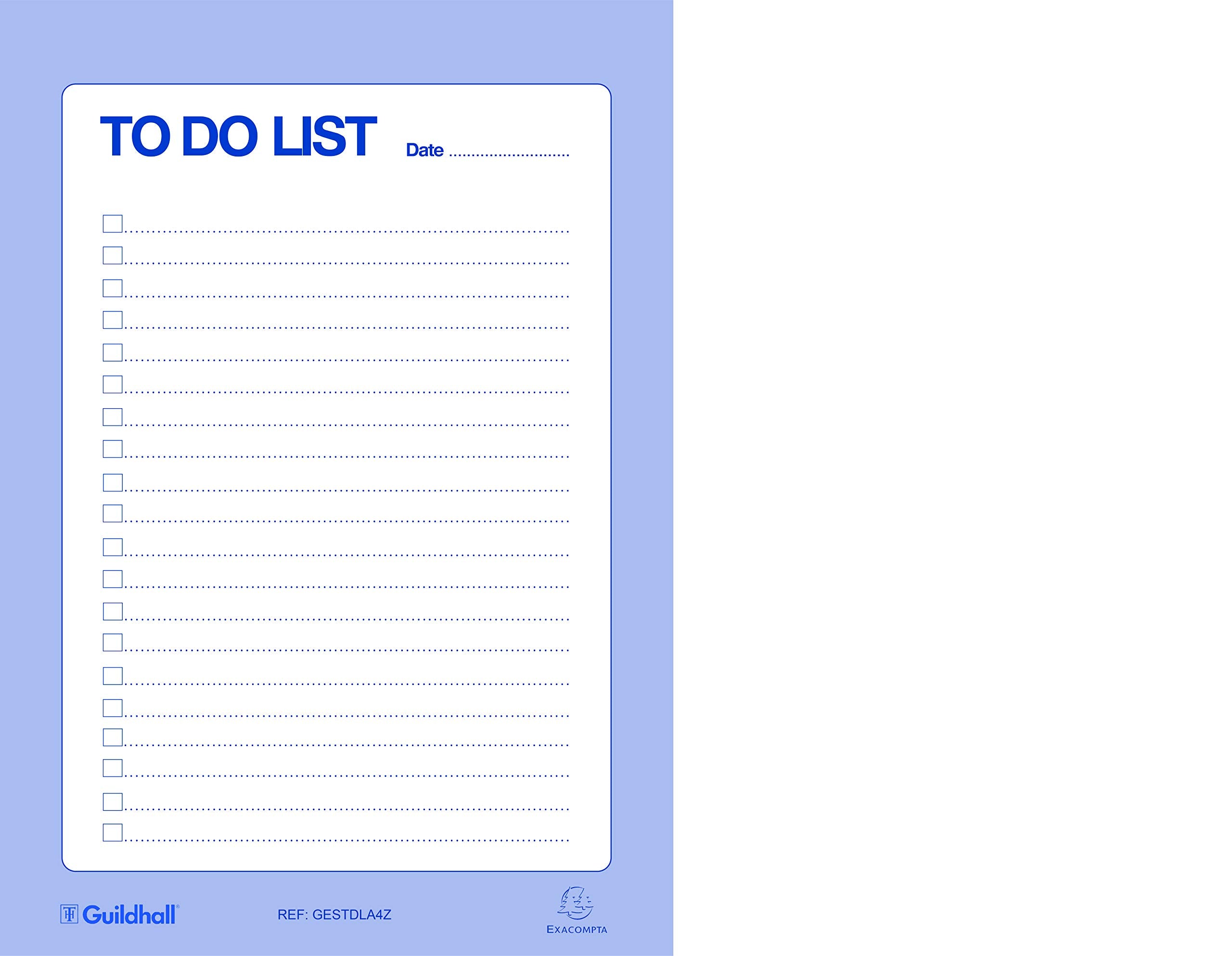 Exacompta Guildhall Essentials To Do List Pad - A4 Size, 60 Sheets, Blue/White 2