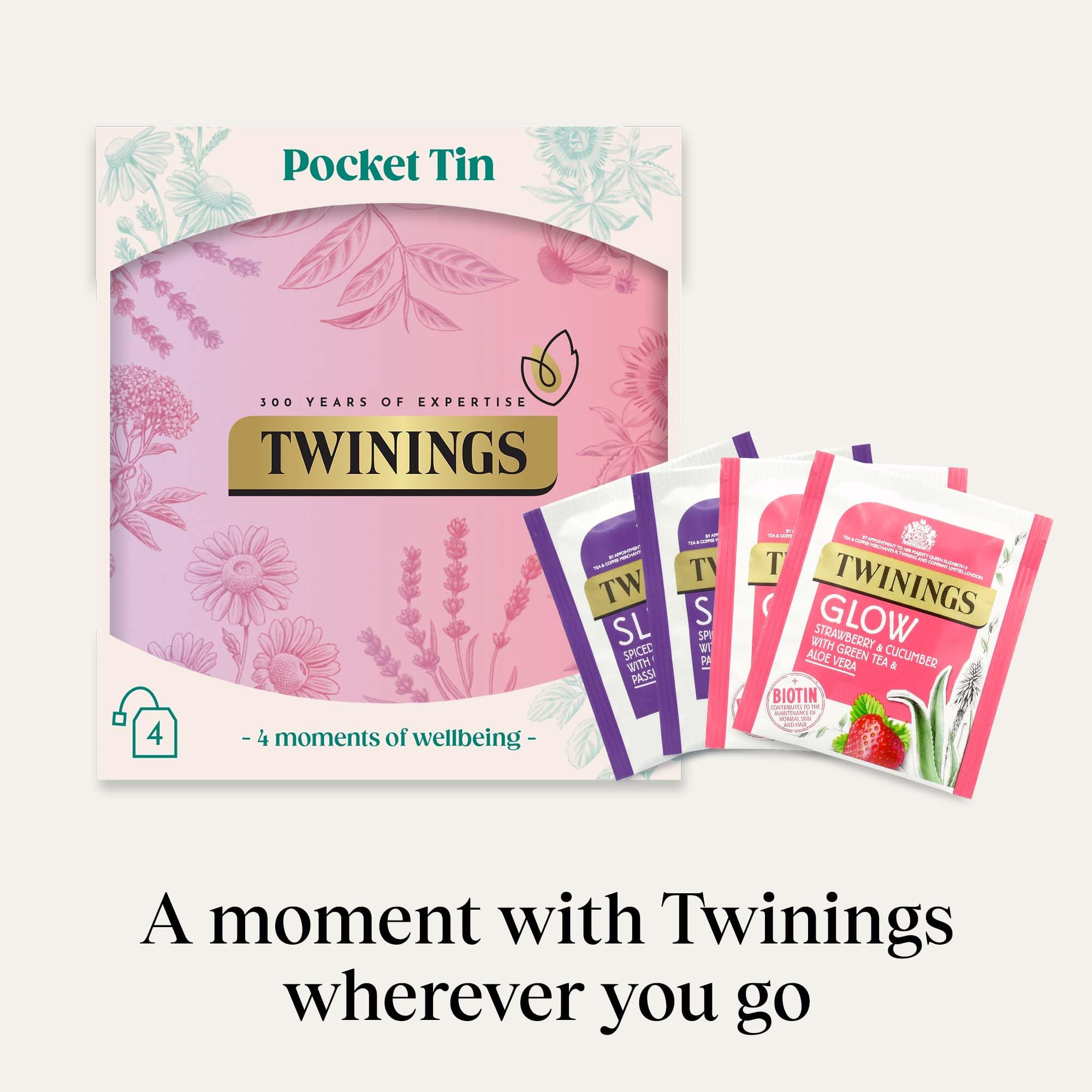 Twinings Festive Limited Edition 4 Pocket Tea Tin with Superblends Sleep and Glow 4