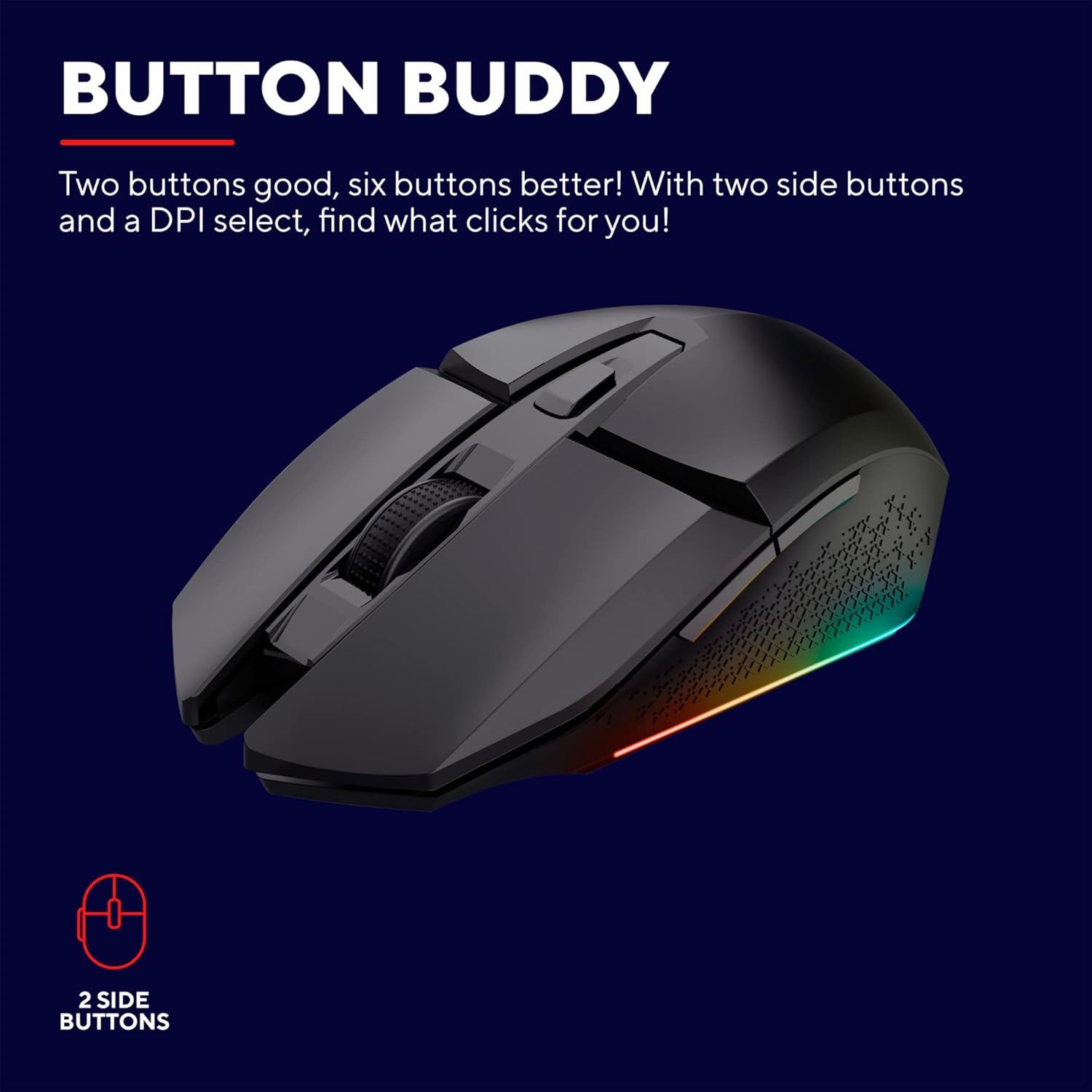 Trust Gaming GXT 110 Felox Rechargeable Wireless Gaming Mouse – 80H Battery, 800-4800 DPI, RGB LED, 6 Buttons 8