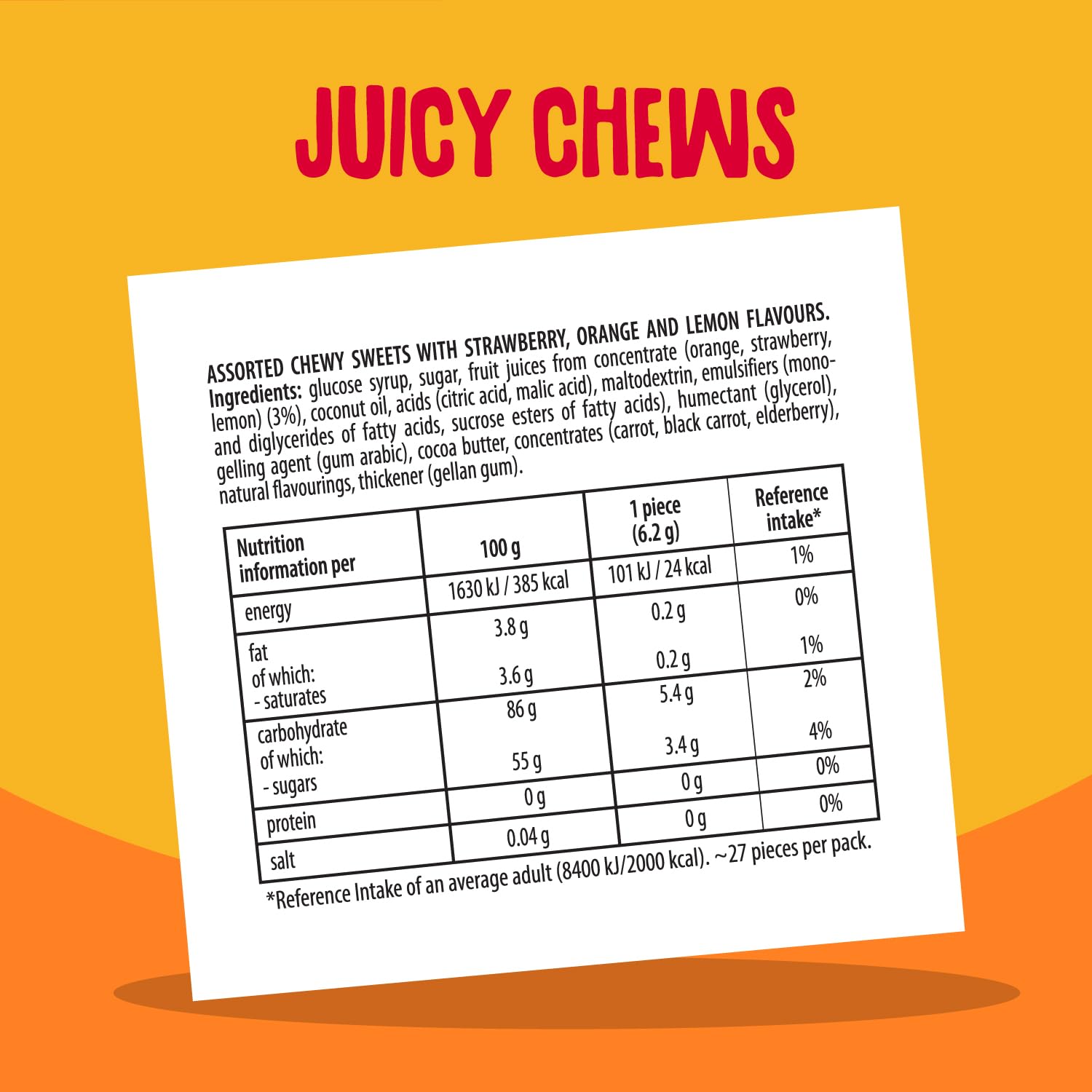 Fruittella Juicy Chews – Kaubonbons mit gemischtem Erdbeer-, Orangen- und Zitronengeschmack (1,36 kg) 4