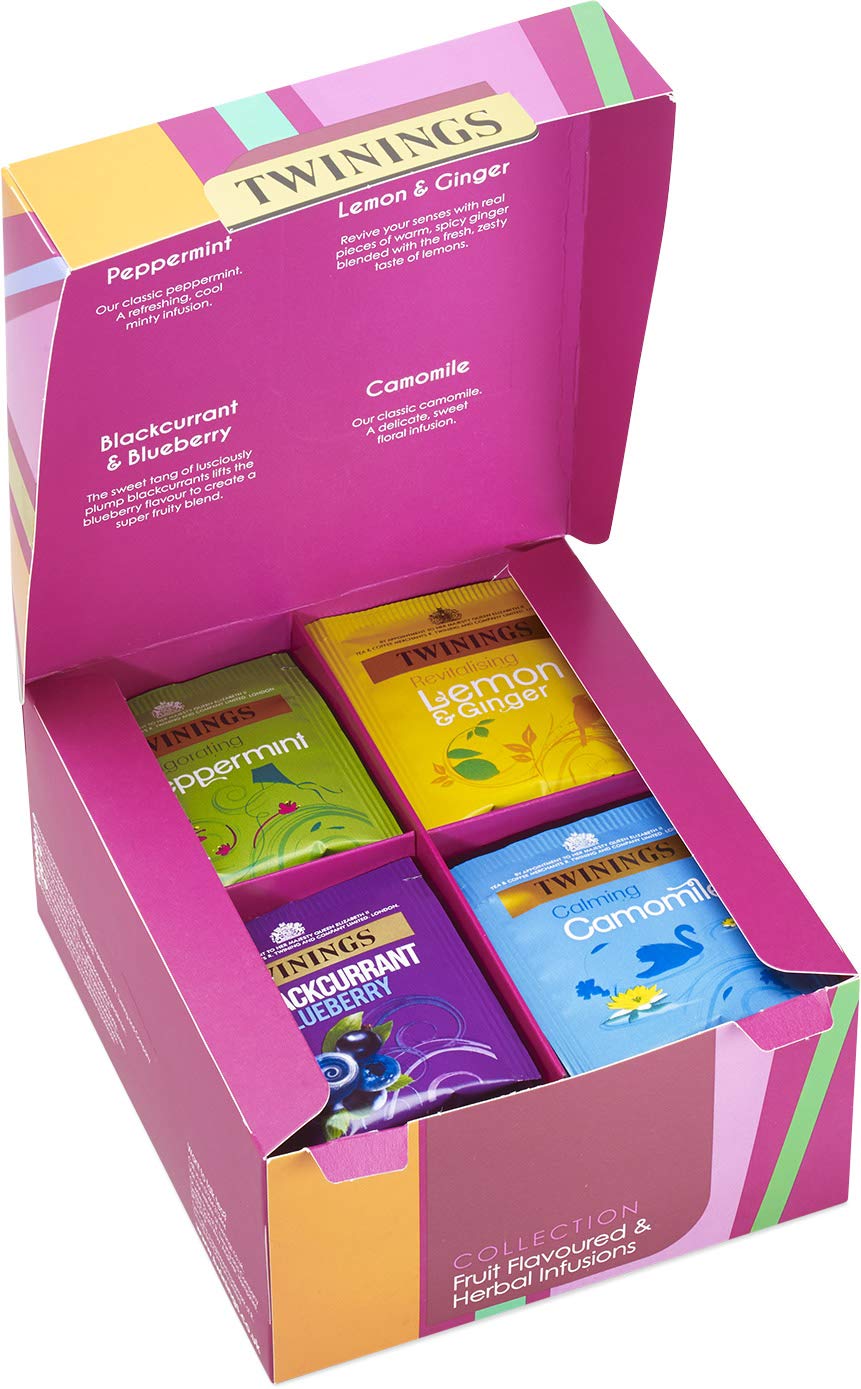 Twinings Infusions Selection Variety Gift Set - 40 Enveloped Teabags with Peppermint, Lemon & Ginger, Blackcurrant & Blueberry, Camomile 5