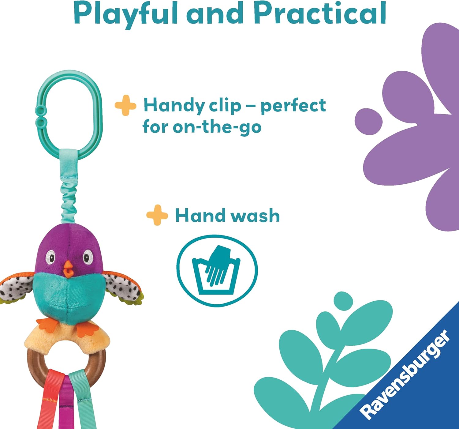 Ravensburger Play+ Cuddle & Play Bird - Soft Plush Sensory Toy for Newborns 0 Months+ 3