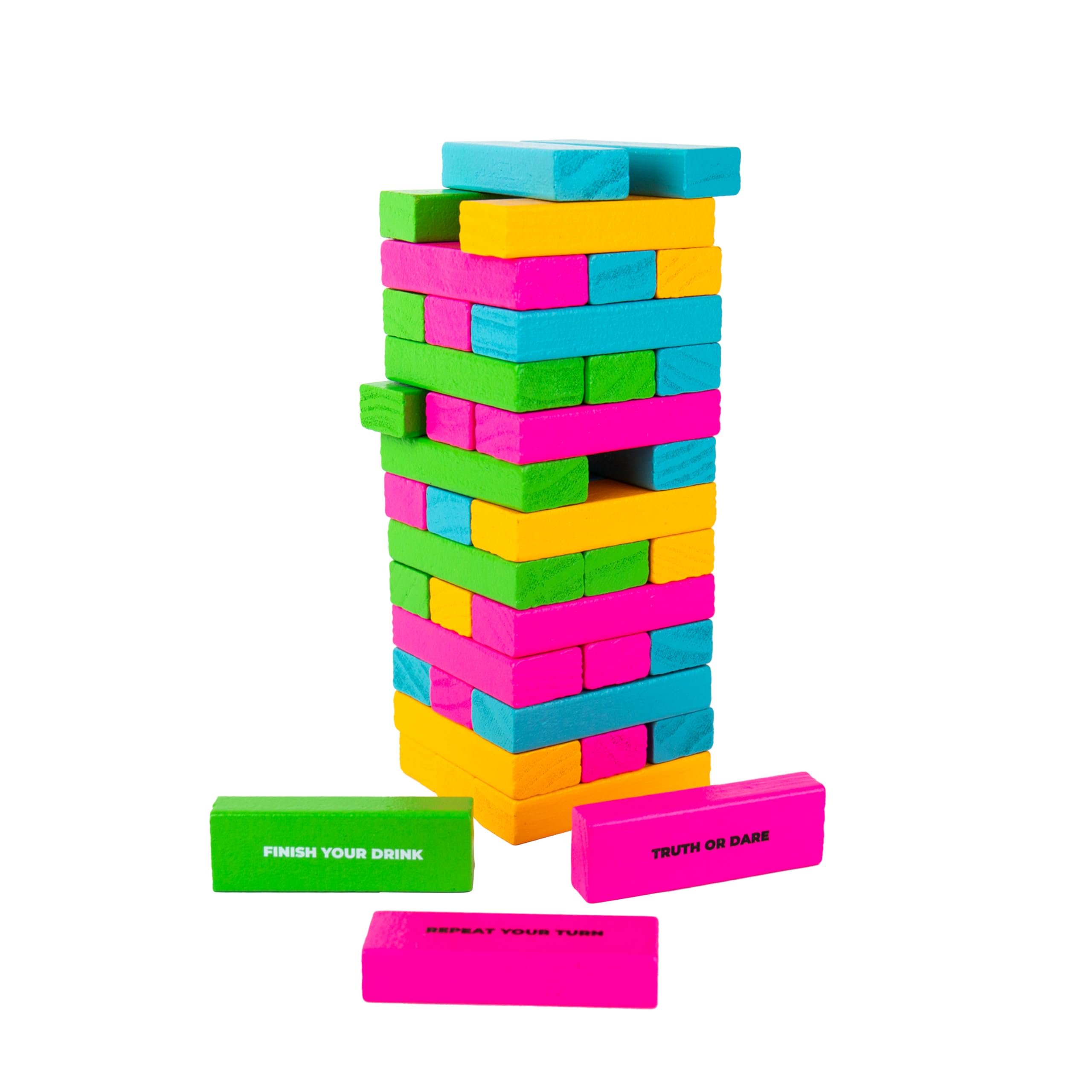 Tipsy Topple Tower - Adult Drinking Game with 48 Wooden Blocks