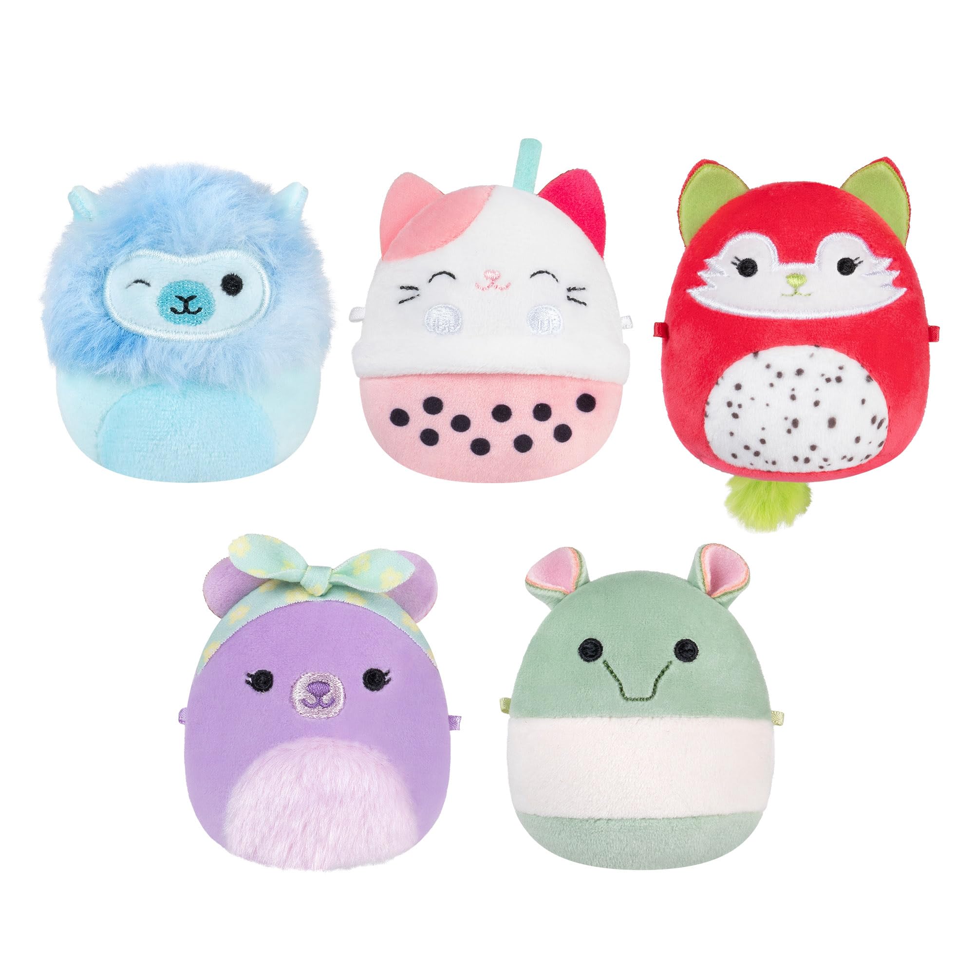 Squishmallows Micromallows 5-Pack Plush - Lavender Bear, Dragonfruit Fox, Calico Cat, Tapir, Alpaca