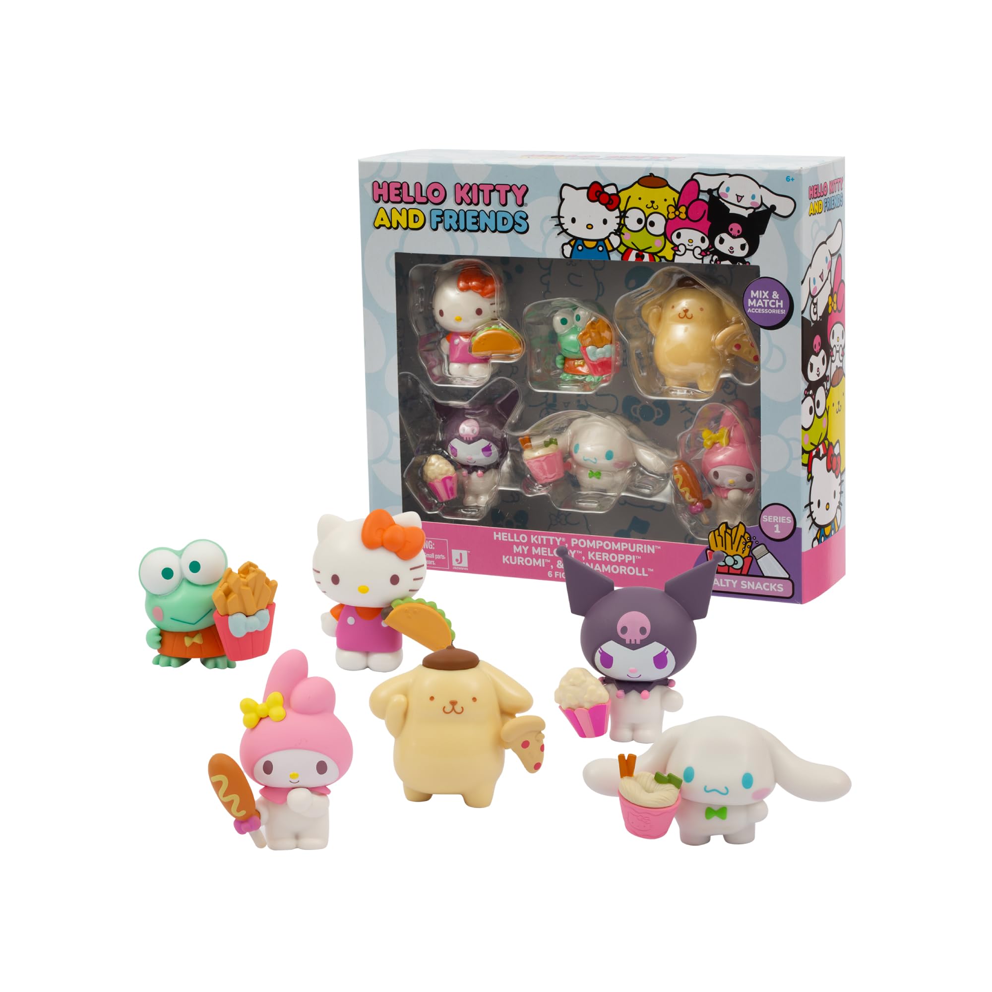 Hello Kitty 2-Inch Figure 6 Pack - Collectible Mini Figures Set with Unique Outfits