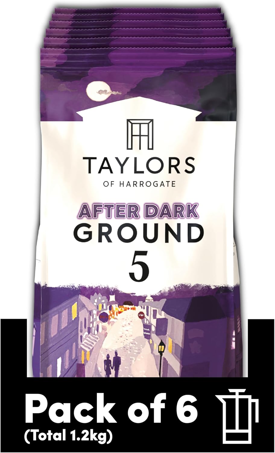 Taylors of Harrogate After Dark Ground Coffee, 200g (Pack of 6 - Total 1.2kg)
