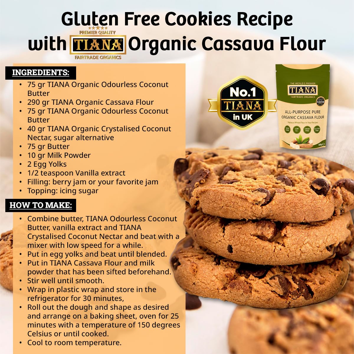 TIANA Organic Gluten-Free Cassava Flour 500g - 1:1 Wheat Flour Substitute 4